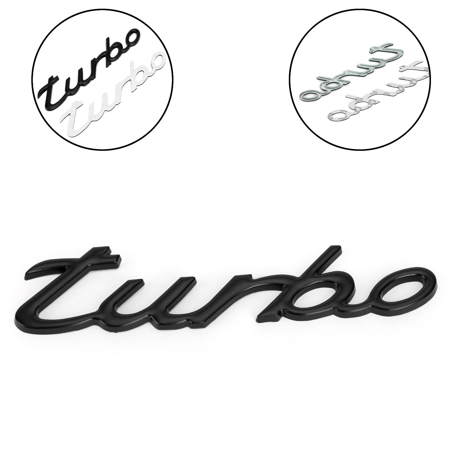 Etiqueta engomada del coche Chapado en 3D Metal Turbo Logo Emblema Insignia Calcomanía Negro Genérico