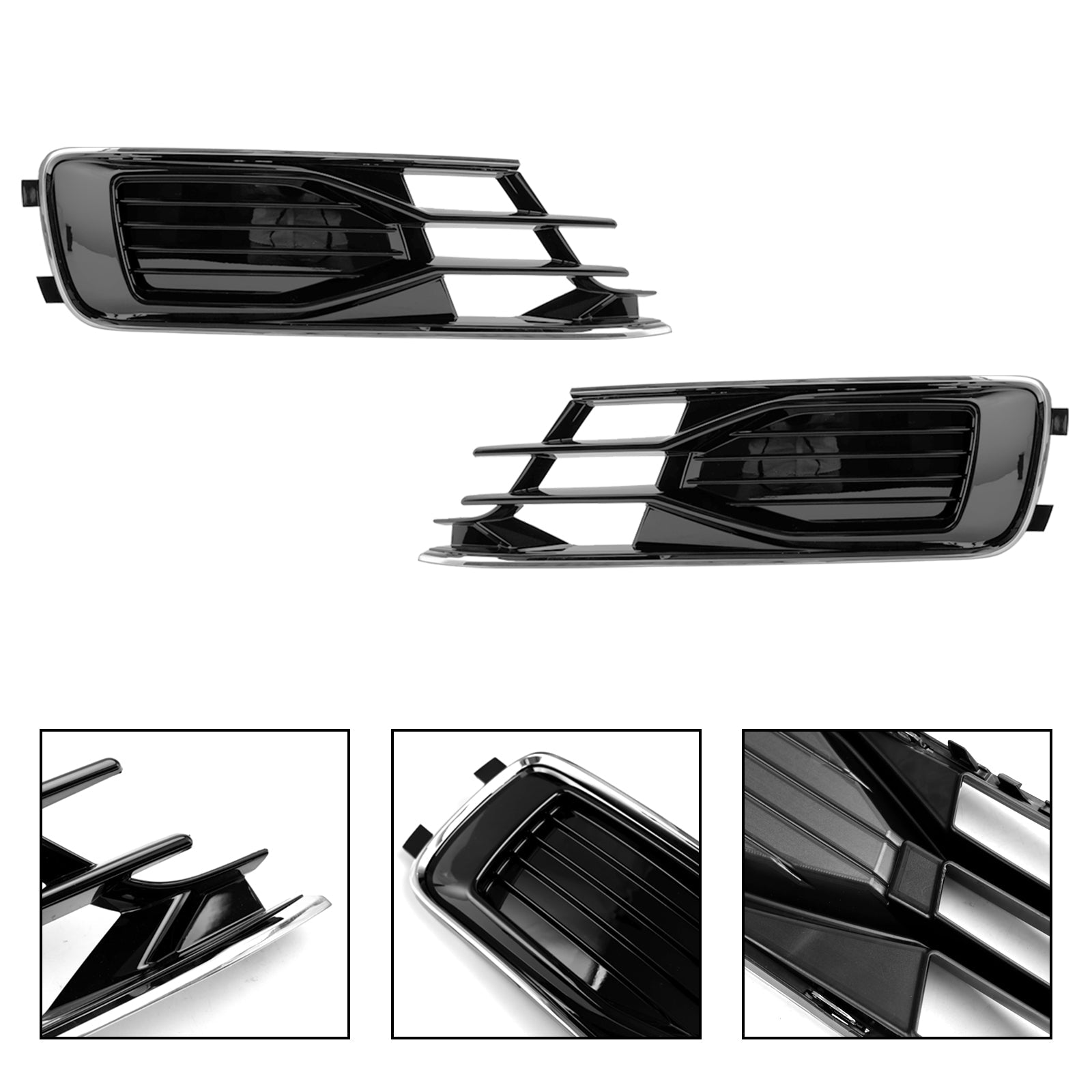 Audi A6 C7 2014-2018 2 pièces pare-chocs avant antibrouillard grille noir Chrome