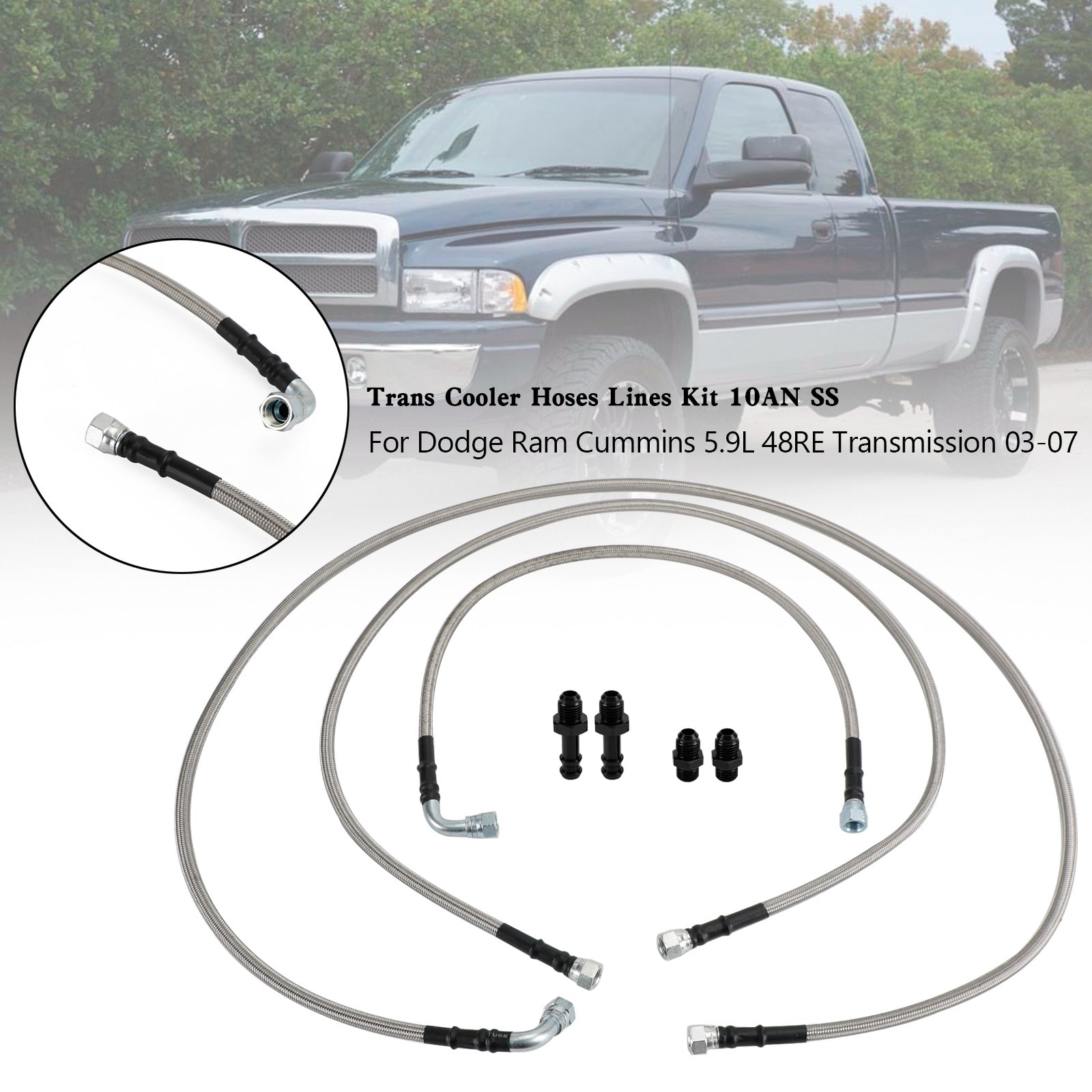 2003-2007 Dodge Ram Cummins 5.9L 48RE Kit de mangueras enfriadoras de transmisión 10AN SS