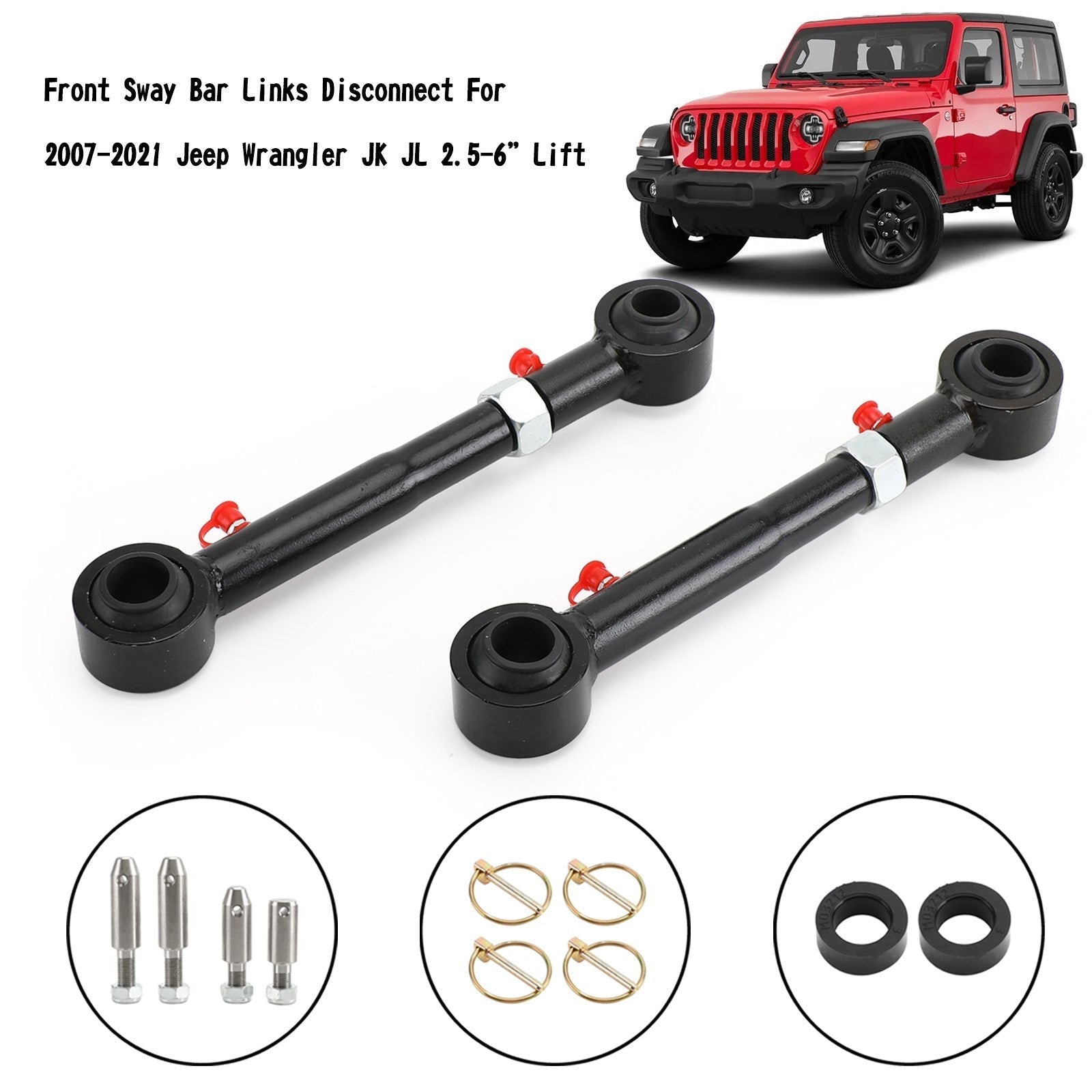 2007-2021 Jeep Wrangler JK JL 2.5-6¡±Lift Front Sway Bar Links Disconnect Generic