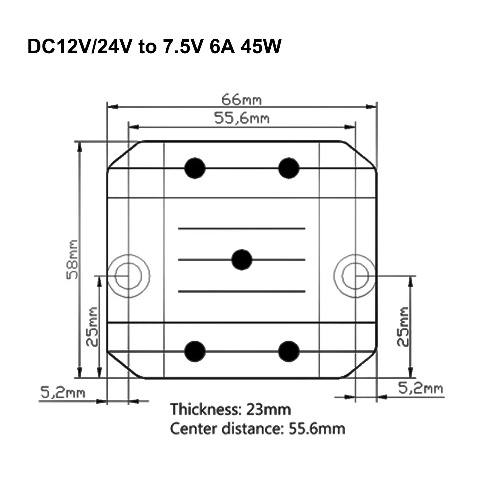Regolatore di tensione CC Convertitore step-down DC 12/24V a 7,5V 6A 45W Riduttore step-down