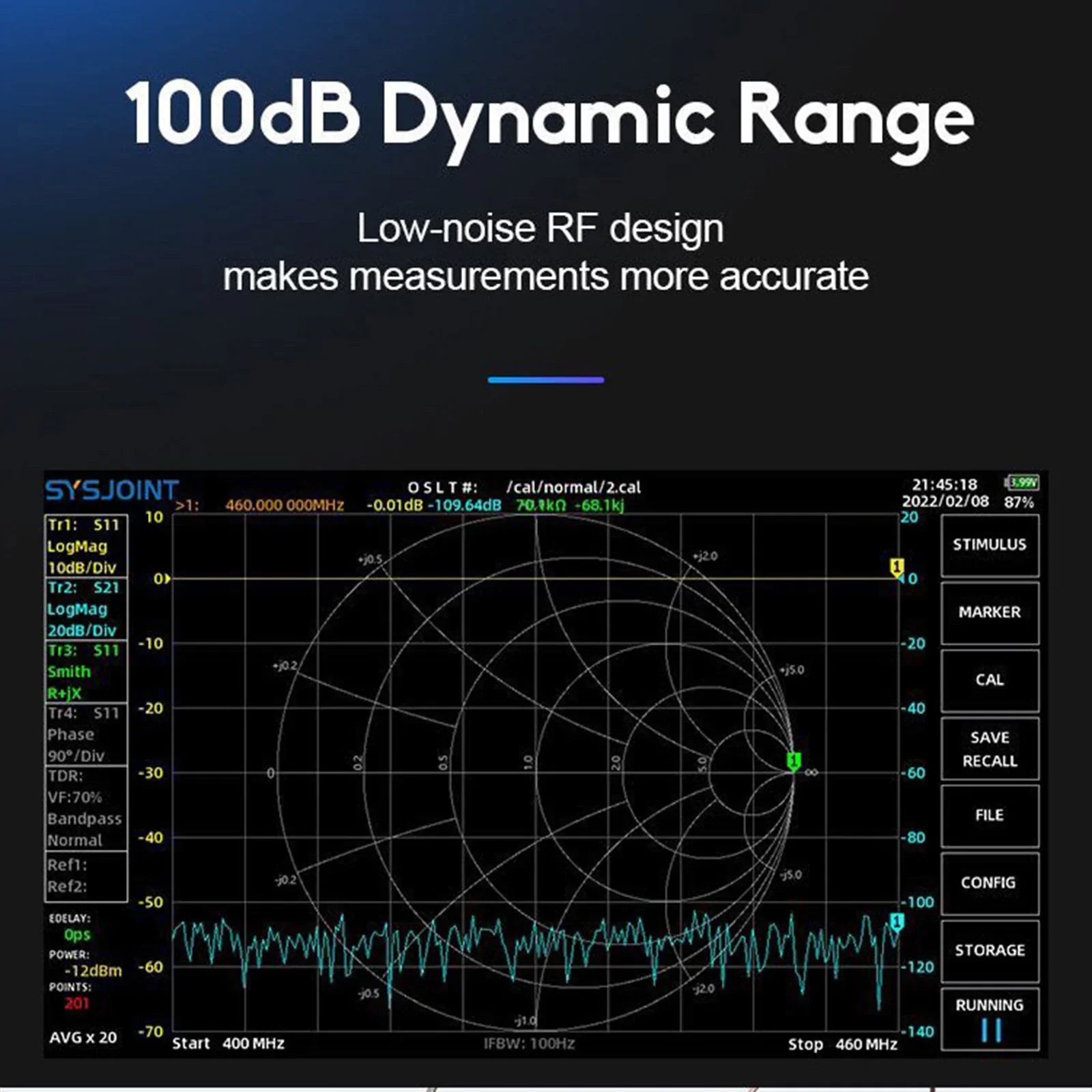 Analyseur de vecteur de réseau vectoriel SV4401A 50KHz-4.4GHz 100Db NanoVNA dynamique