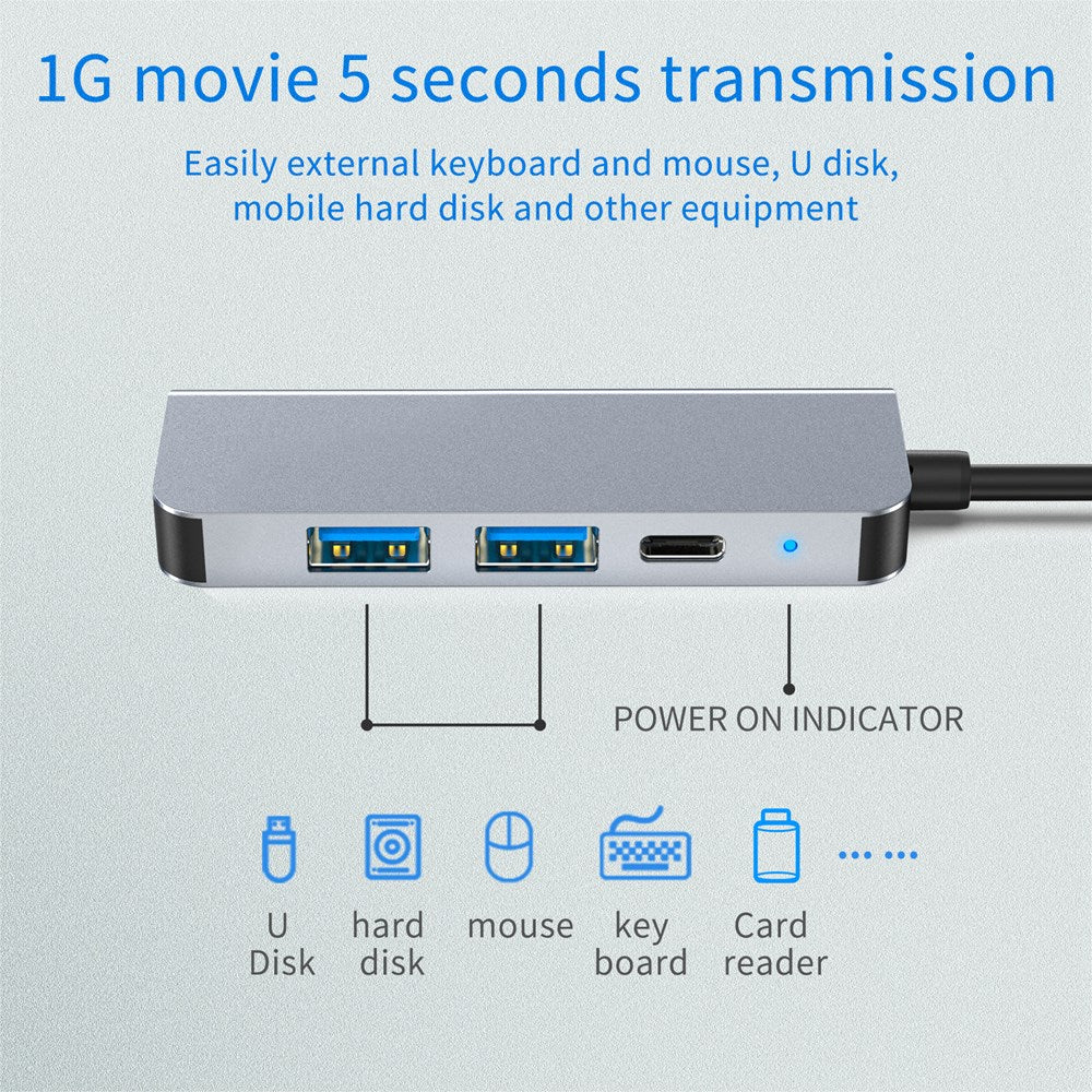 4-en-1 vers HD USB C USB3.0 PD Type-C HUB Adaptateur Dock pour Mac Windows PC