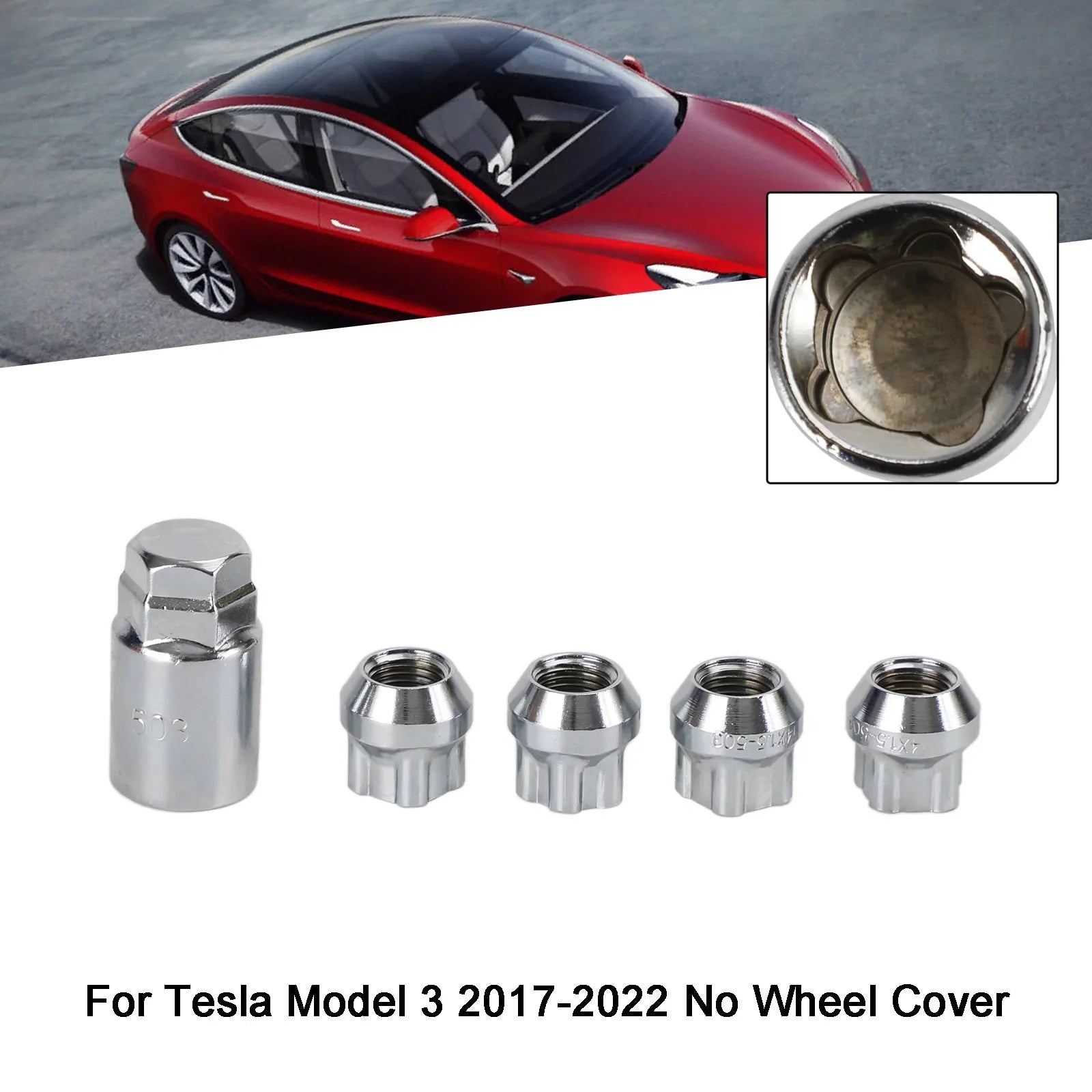 Tesla Model S/3/X/Y All Year Chrome M14¡Á1.5 Lot de 4 écrous de roue