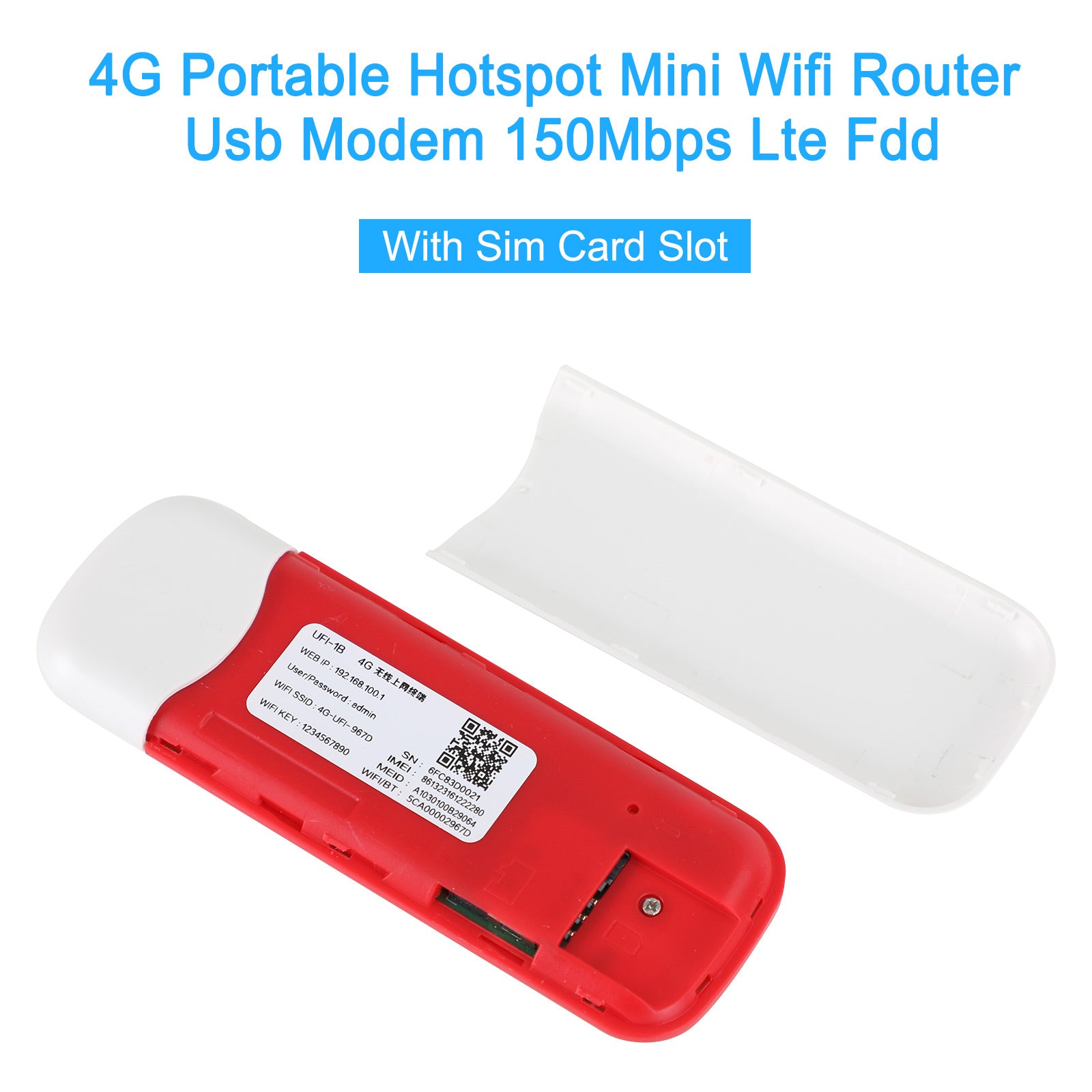 Routeur sans fil 4G LTE Modem haut débit mobile WiFi Dongle USB débloqué blanc