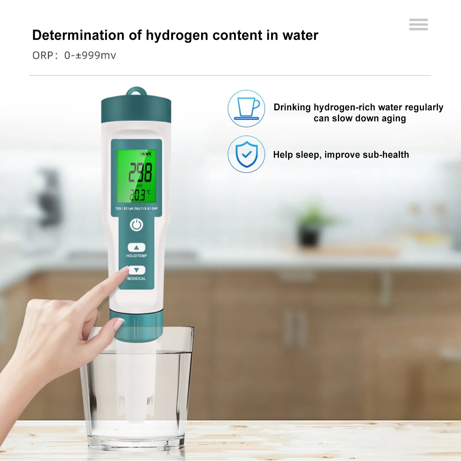 Testeur de compteur de qualité de l&#39;eau PH/TDS/EC/ORP/TEMP/SG/salinité 7 en 1