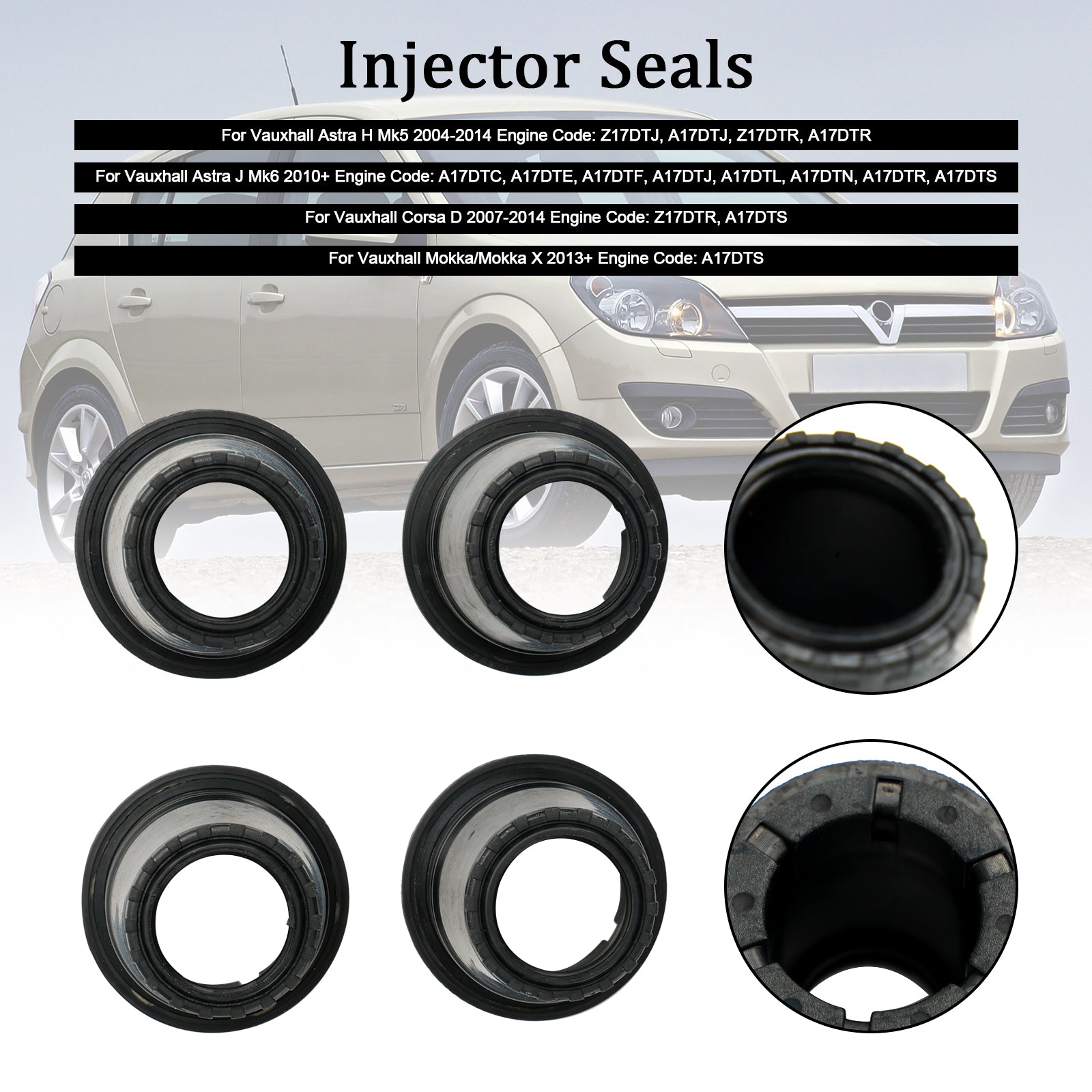 Sello superior del inyector de combustible diésel, 4 Uds., para Vauxhall Astra H/J Corsa D Mokka 1,7