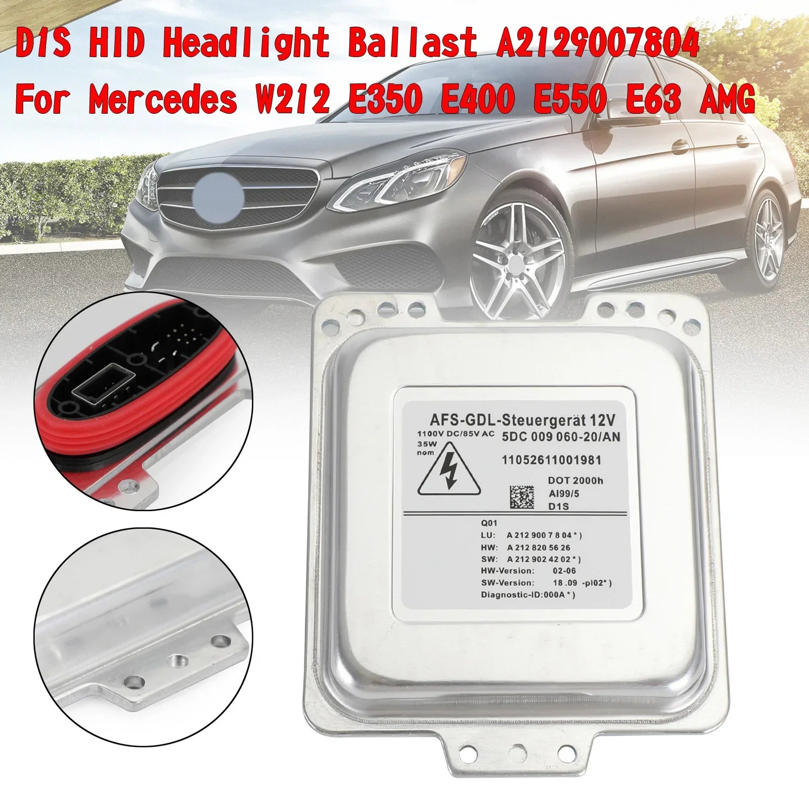 D1S HID -ajovalojen liitäntälaite A2129007804 Mersuun W212 E350 E400 E550 E63 AMG