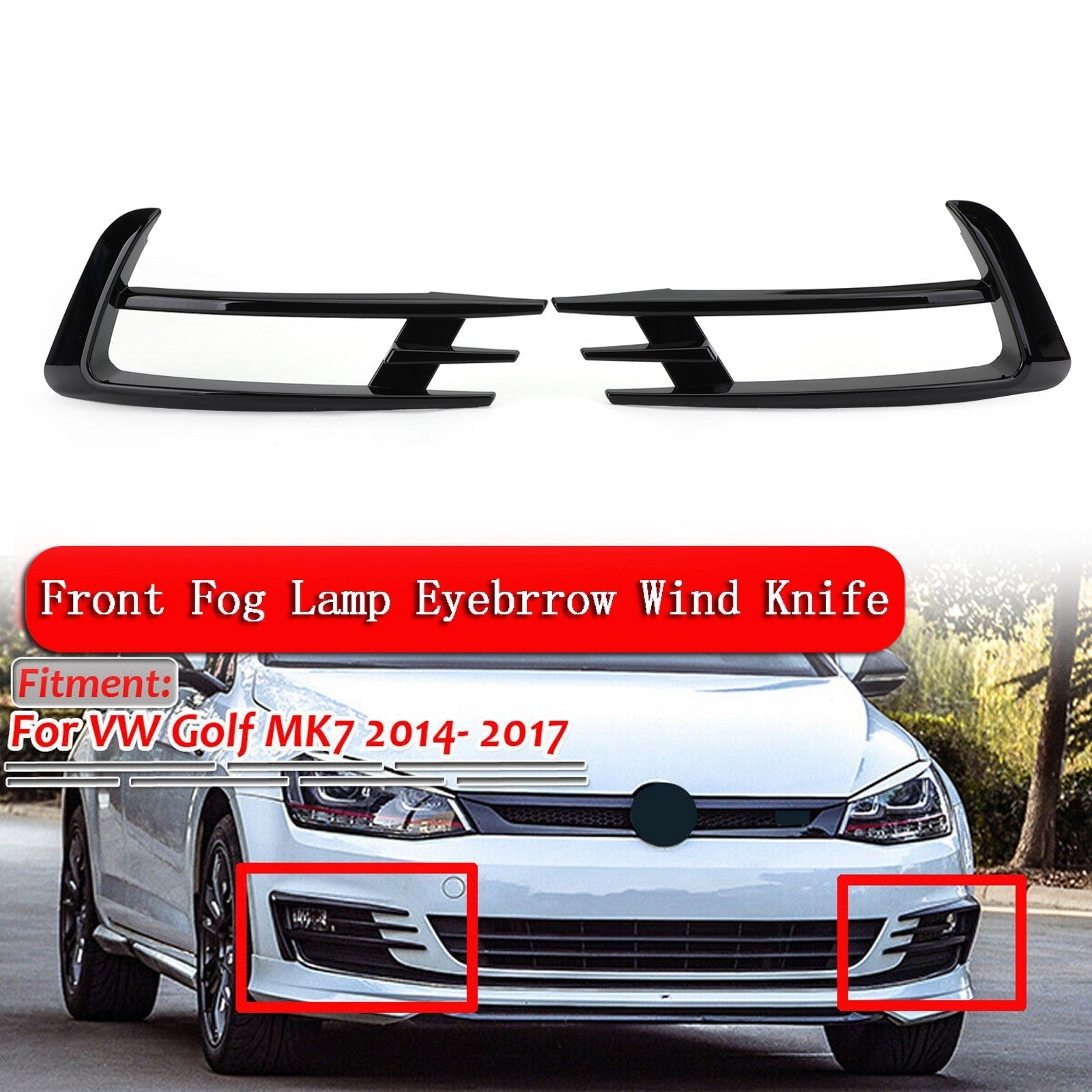 2 pièces noir avant antibrouillard lampe sourcil couverture garniture pour VW Golf 7 MK7 2014-2017