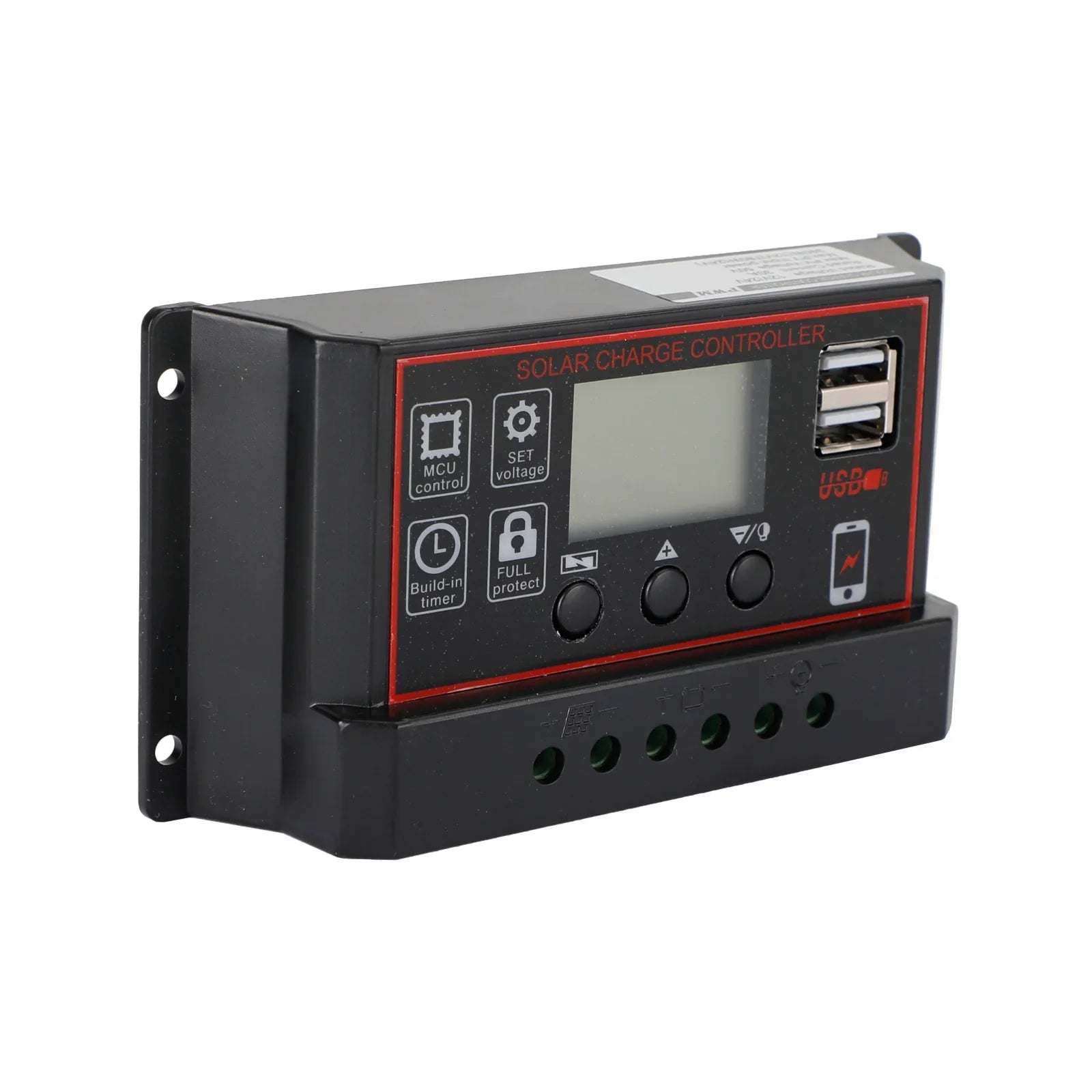 10A/20A/30A Régulateur de charge de panneau solaire PWM LCD Dual USB 12V/24V