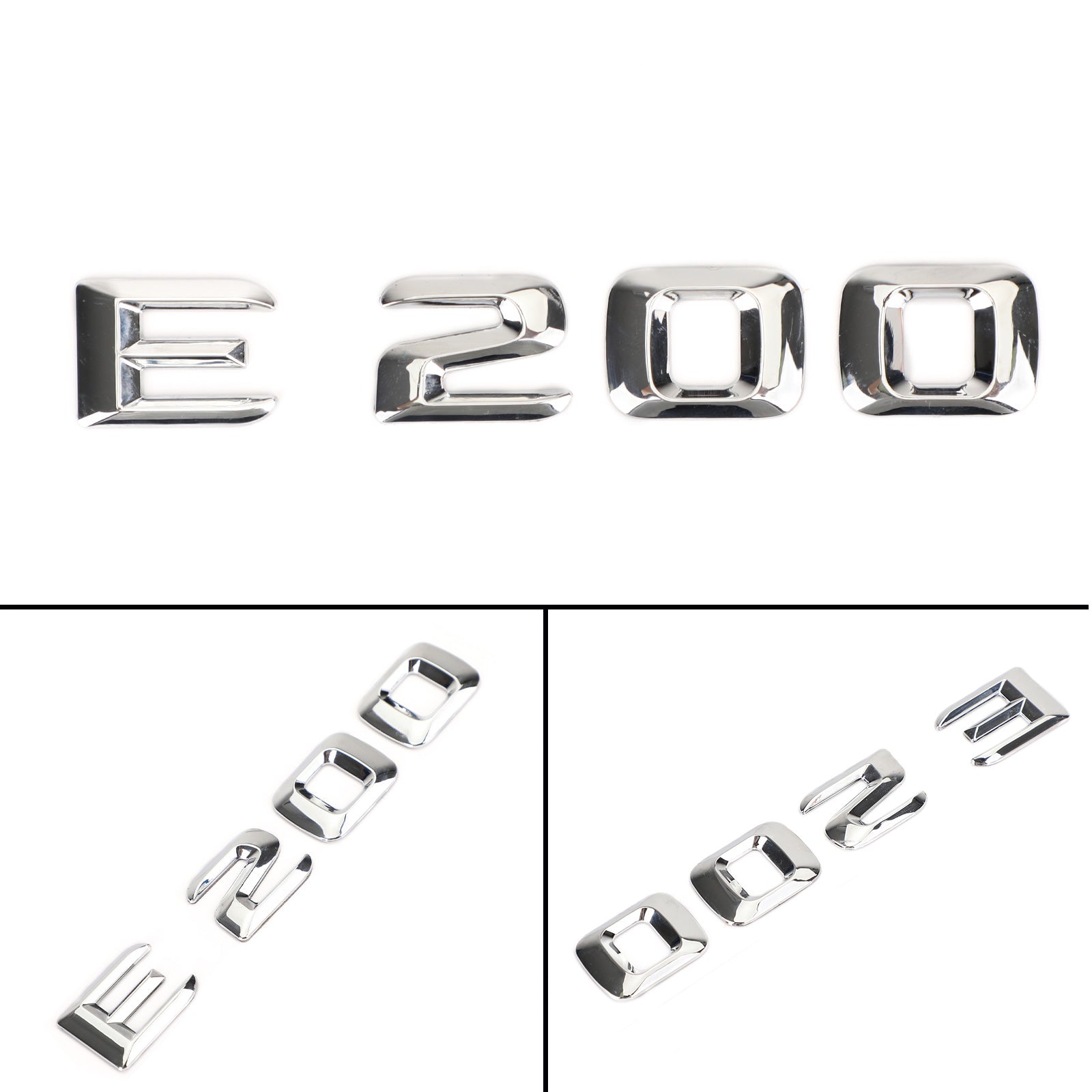 Emblème de coffre arrière plaque signalétique décalcomanie lettres chiffres pour Mercedes E200 Chrome générique