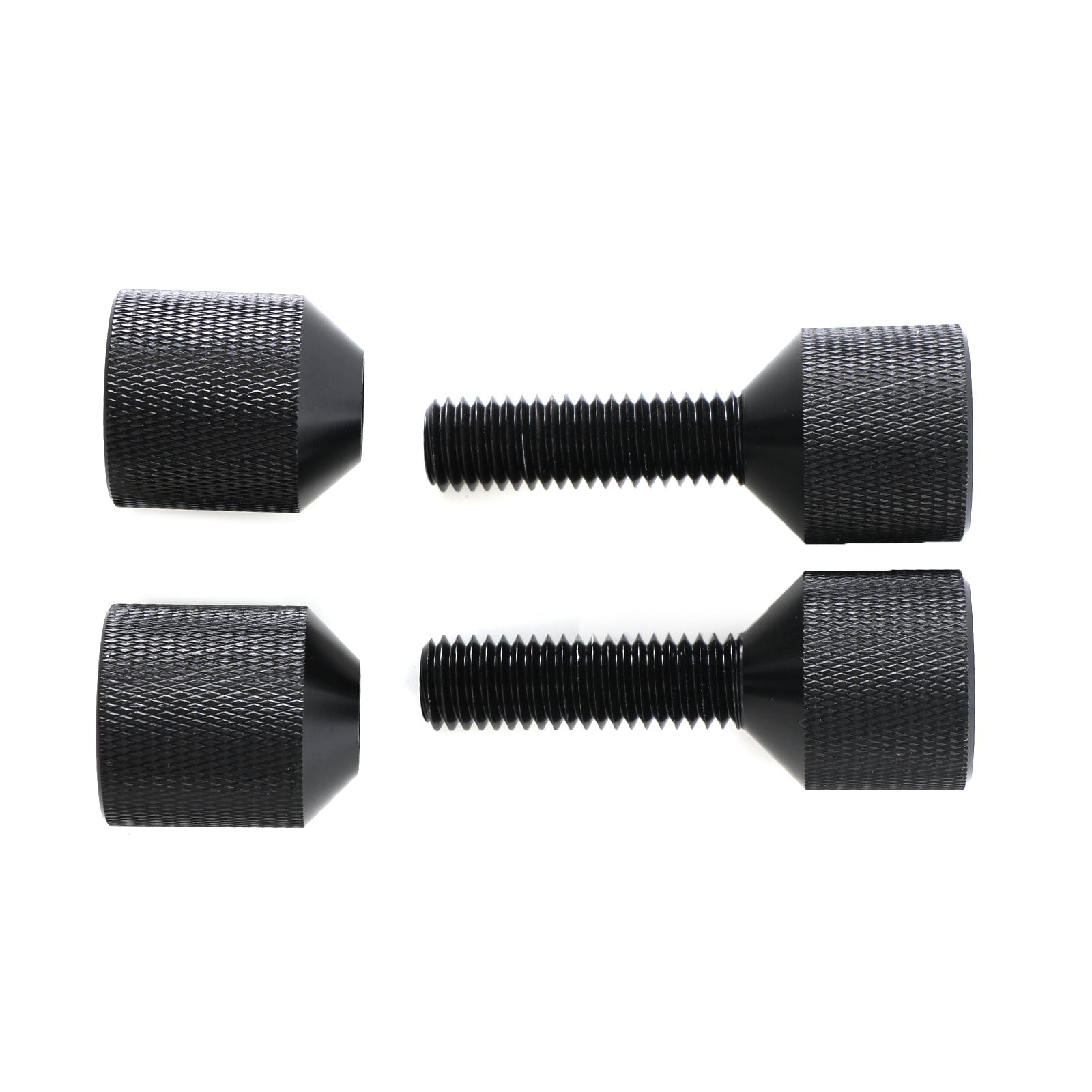 Pasadores pequeños de dos orificios de aluminio moleteado de 1-1/8" con roscas removibles, negro