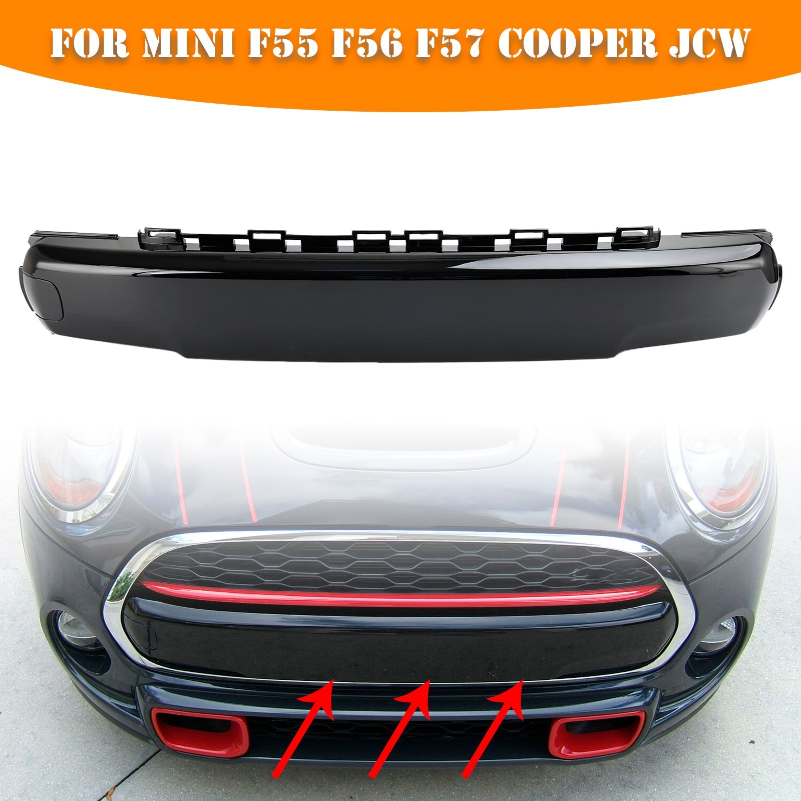 Couvercle de plaque d'immatriculation avant noir brillant pour Mini F55 F56 F57 Cooper JCW 51117337791