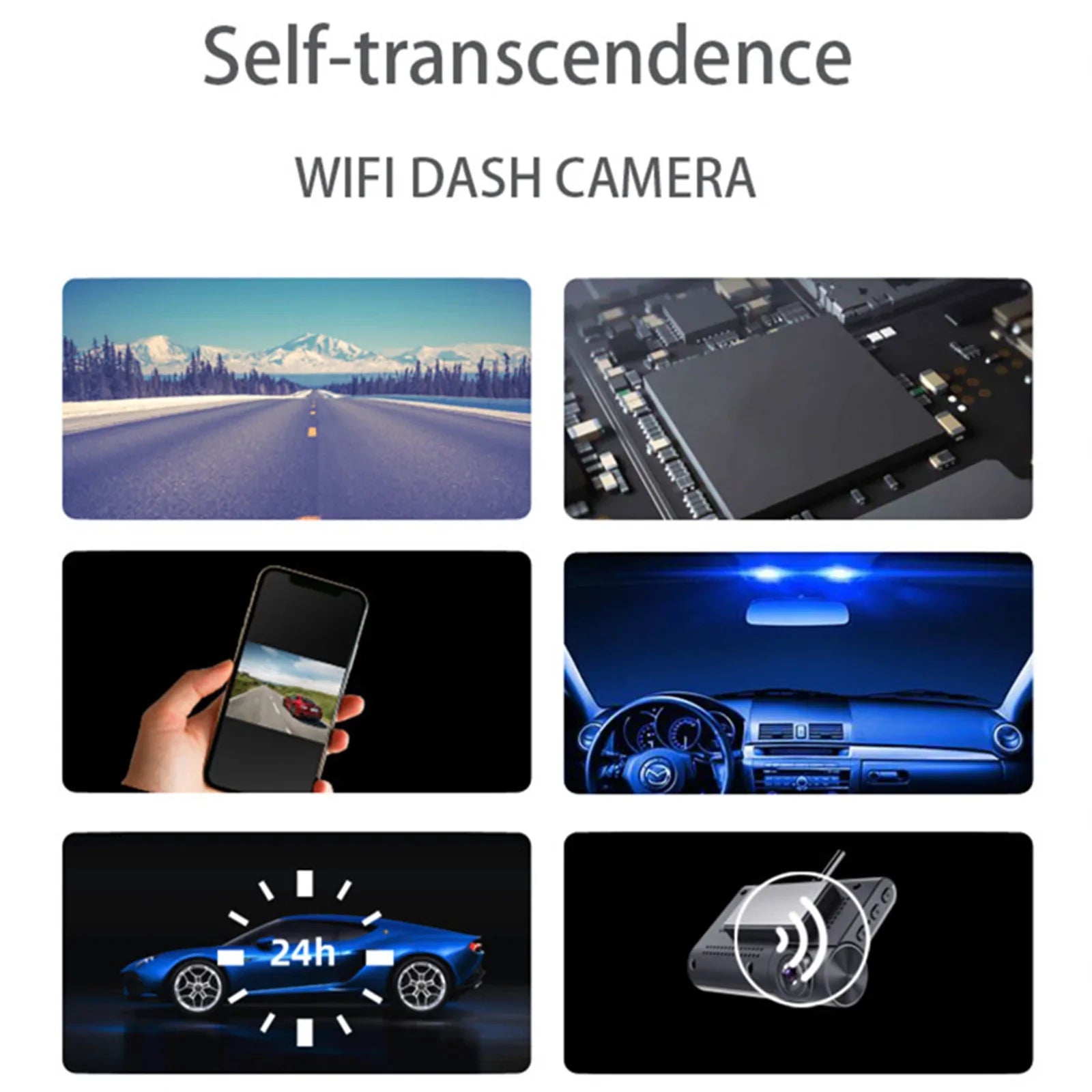 1080P Dash Cam Wifi App Enregistreur vidéo DVR Conduite Caméra cachée Vision nocturne