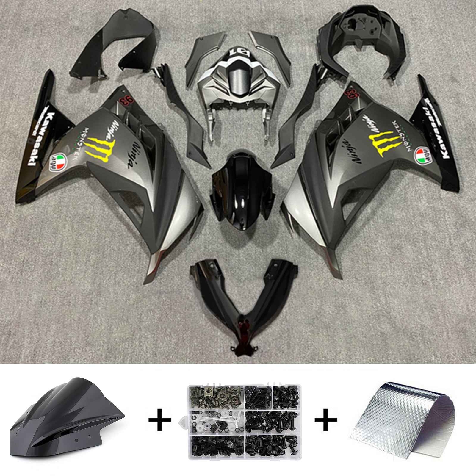 Amotopart Kawasaki EX300/Ninja300 2013-2017 Kit de carenado de carrocería de plástico ABS