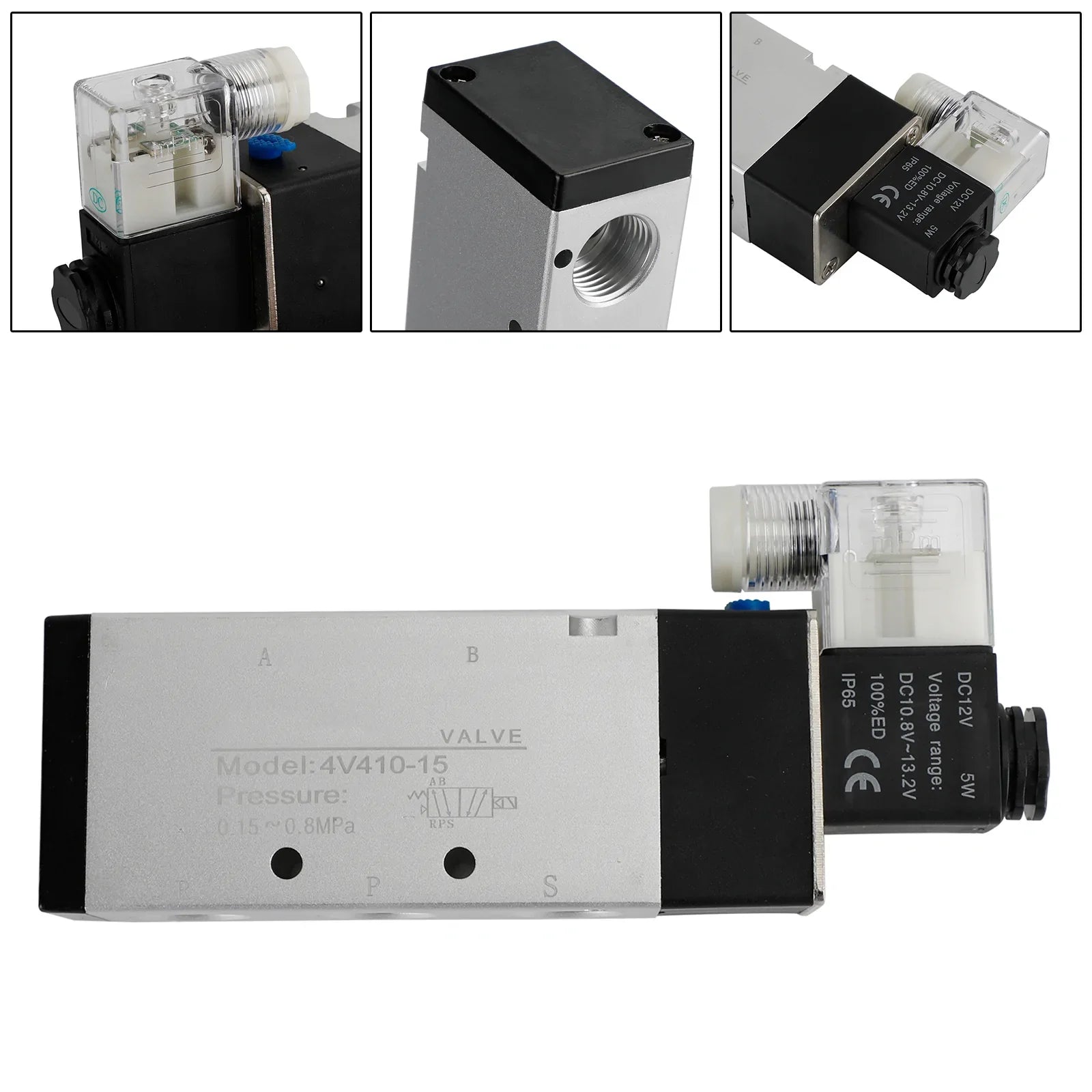 Électrovanne électrique pneumatique 4V310-10 DC 12V 2 positions 5 voies PT 1/2"