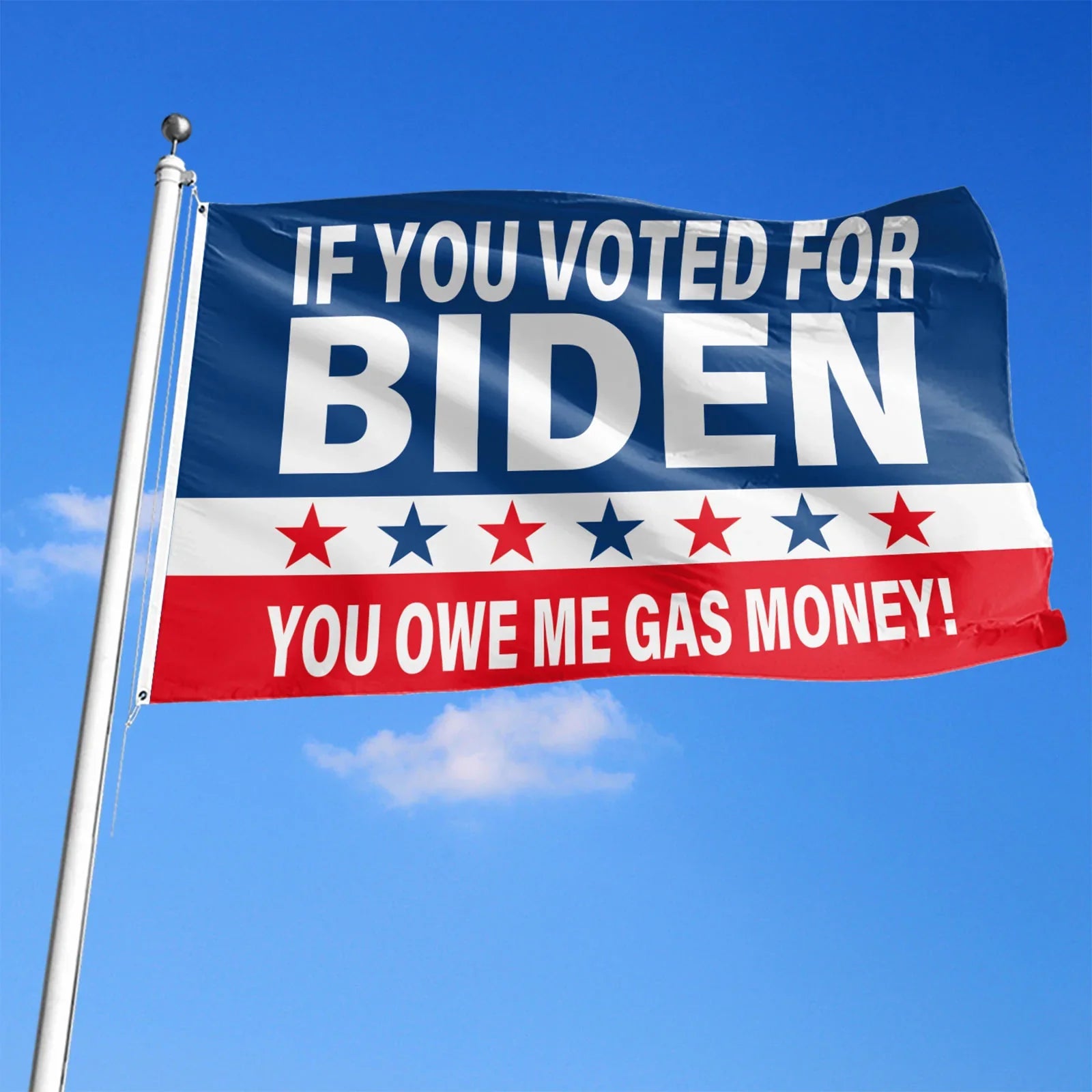 Bandiera di Donald Trump se voti per Biden mi devi soldi per il gas America 3x5ft