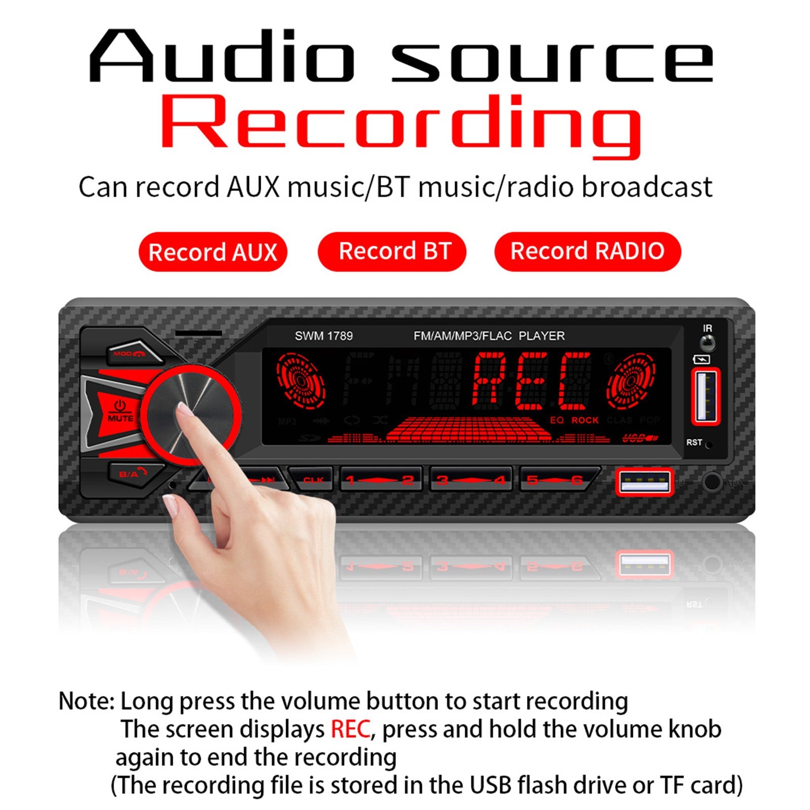 AI Controllo vocale Bluetooth Stereo Radio FM Auto Lettore MP3 Scheda U Disk Autoradio