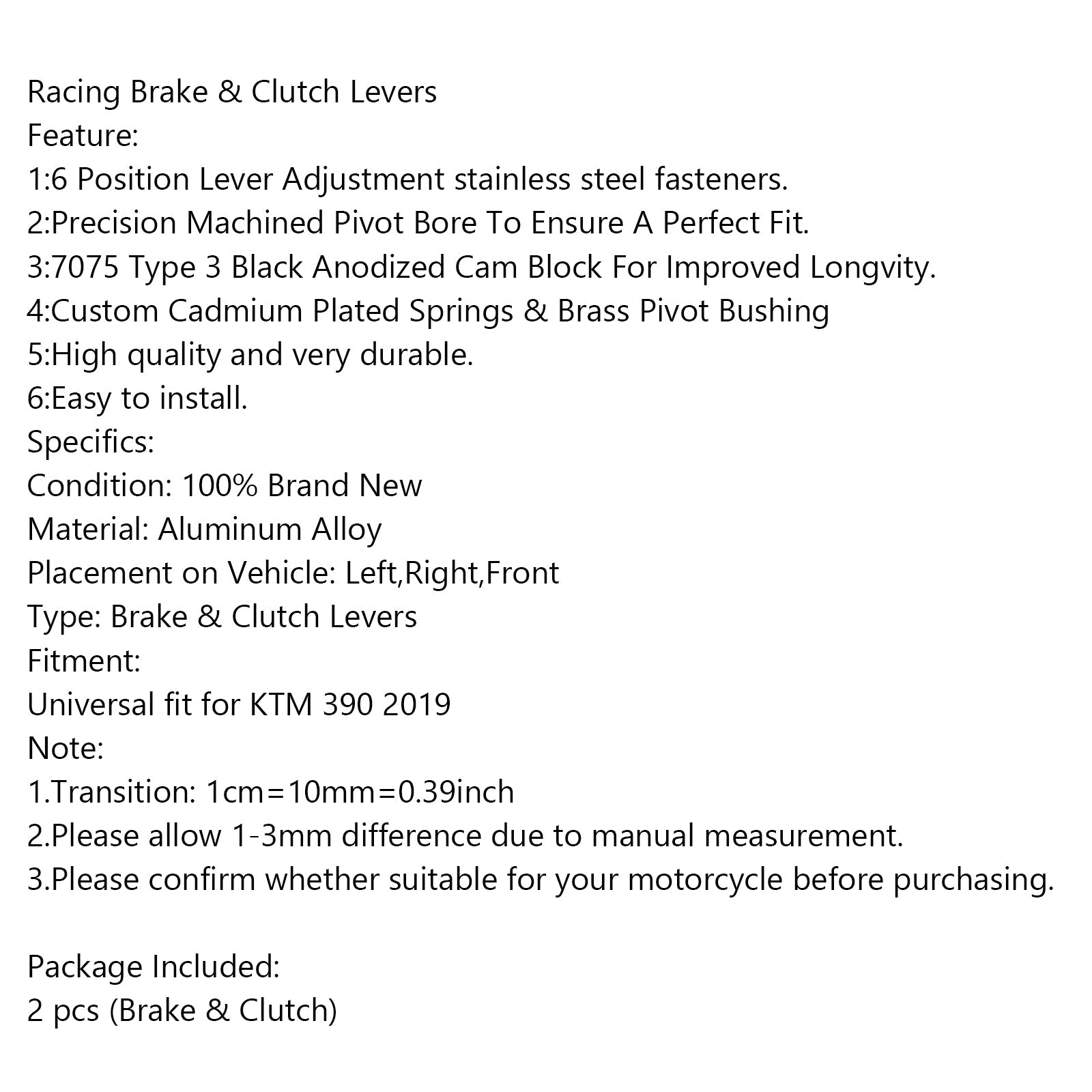 Levier De Frein Embrayage Long Pour KTM 390 2019 Argent Generic