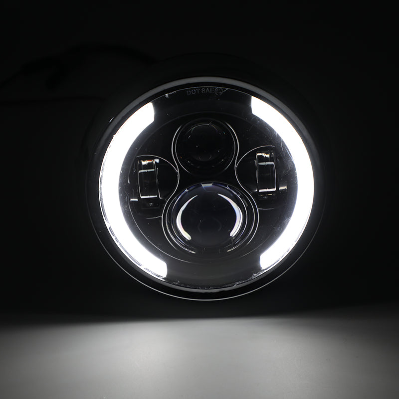 Phare LED 7 pouces Hi/Lo Fog Driving DRL pour moto Dyna Cafe Racer Bobber générique