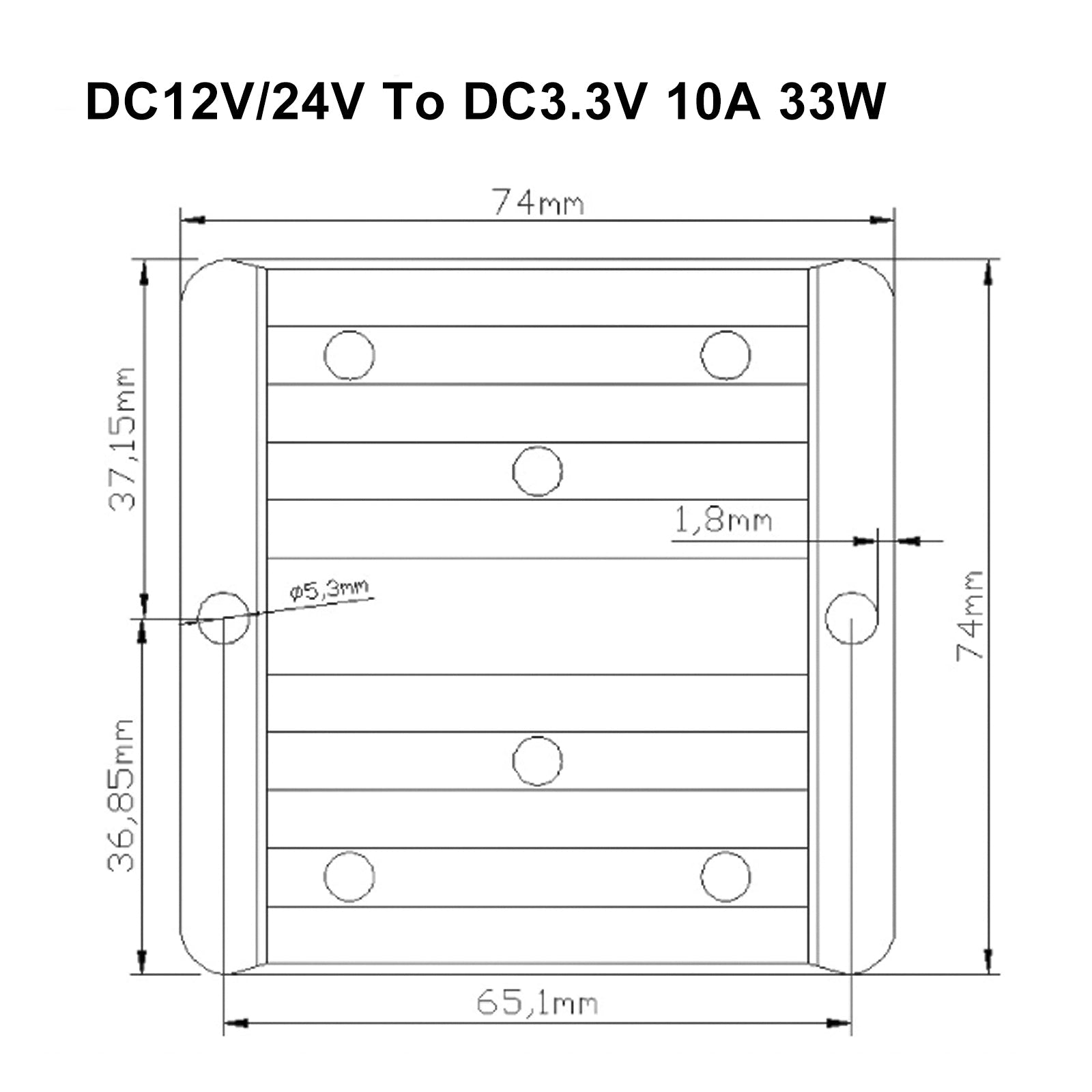 Convertidor Buck DC/DC 12V/24V a 3.3V 10A Módulo de fuente de alimentación regulador