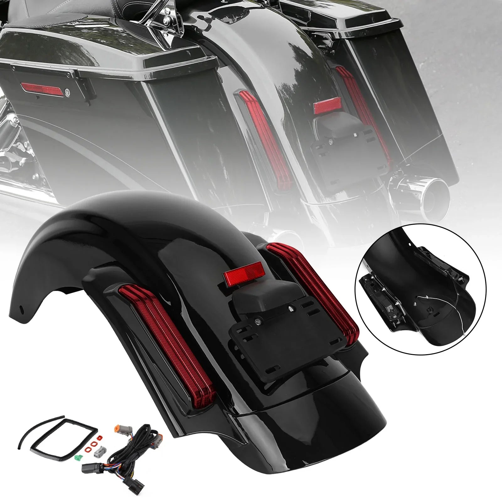 Sistema de guardabarros trasero LED para Harley Touring Road King Glide 14-Up CVO Generic Style