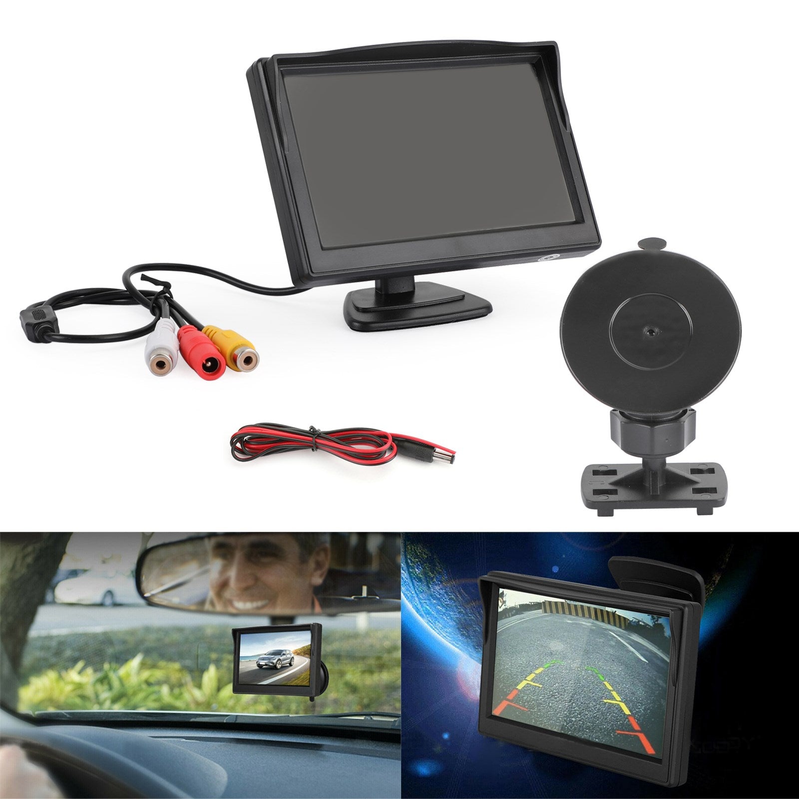 Monitor LCD TFT HD de 5 pulgadas para cámara de respaldo de estacionamiento con vista trasera de automóvil