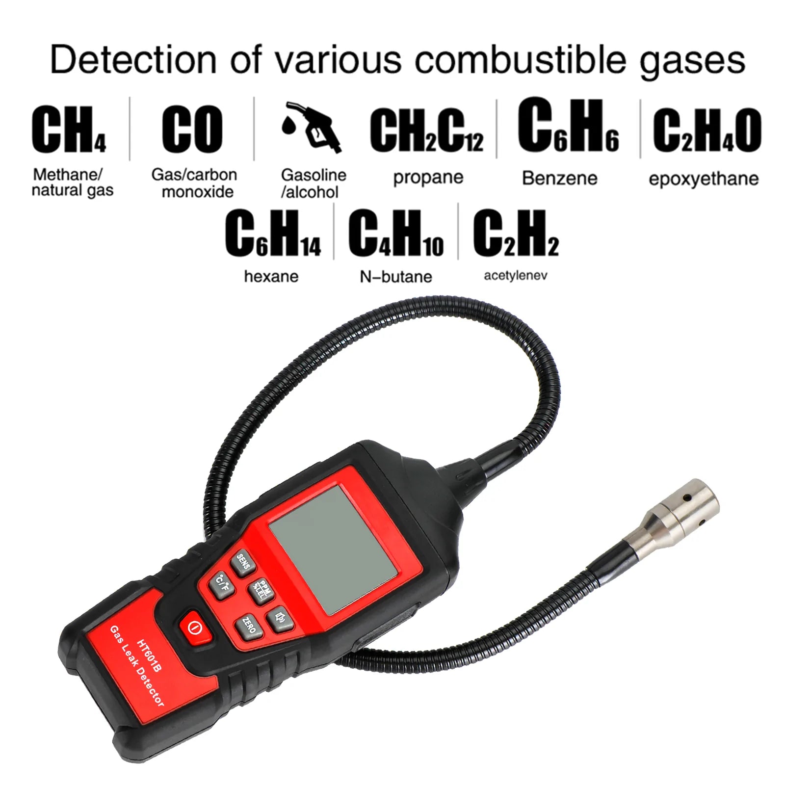 Detektor wycieku gazu Przenośny detektor gazów palnych Tester LCD Wizualny wyciek