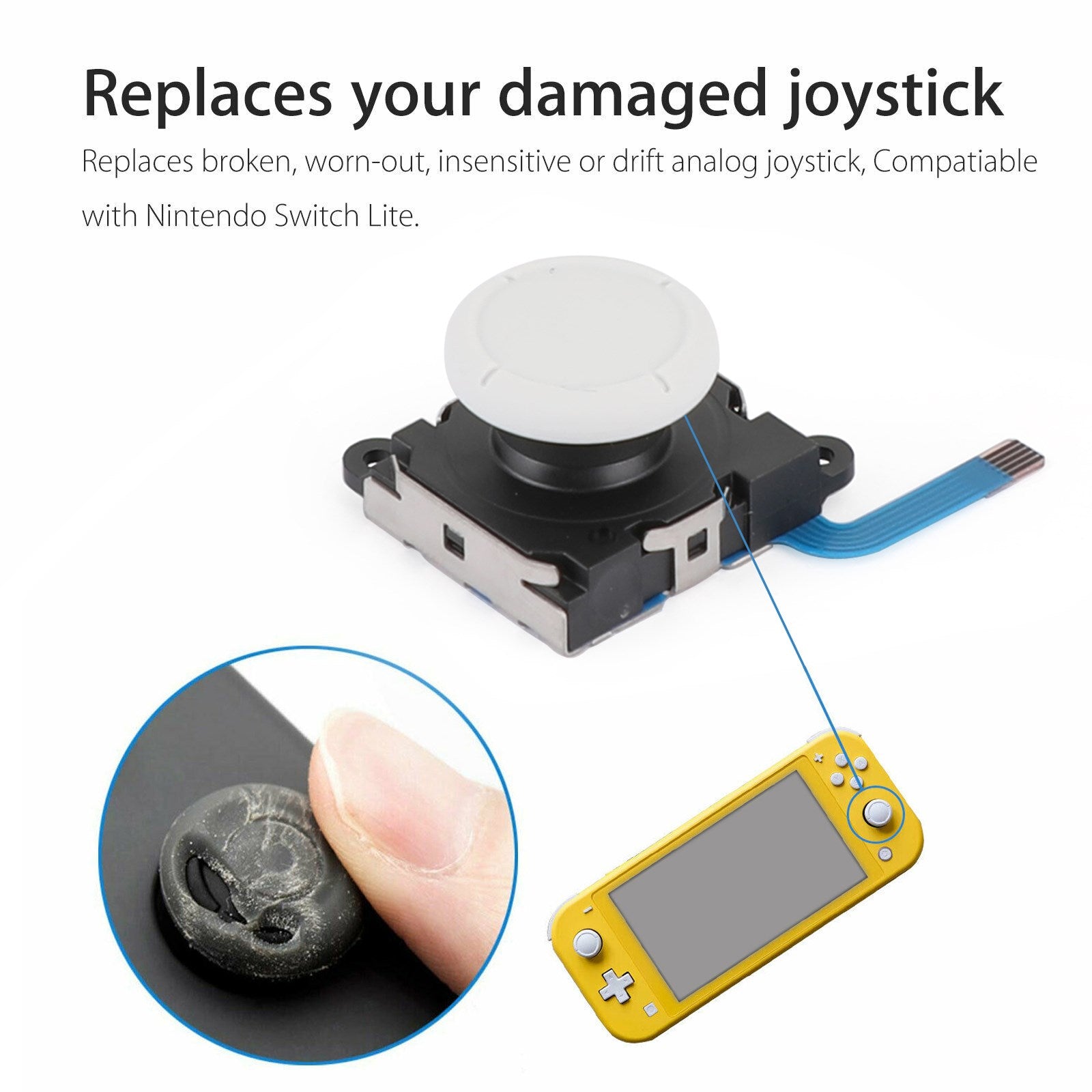 Kit de réparation 19 en 1 3D Analog Sensor Stick + Tool Fit pour Switch Lite Joystick