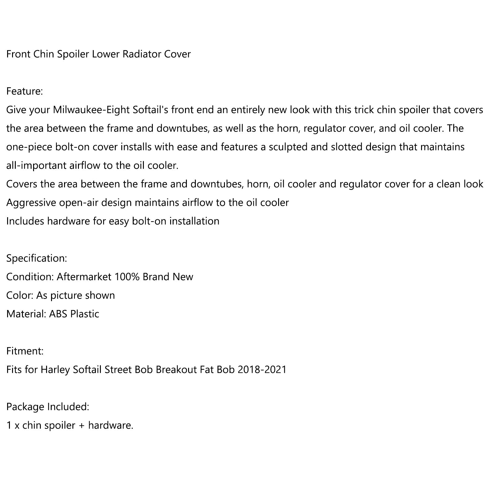 Menton's Bew knjiga spodnjega radiatorja za Softail Breakout FAT BOB 2018-2021 Generic