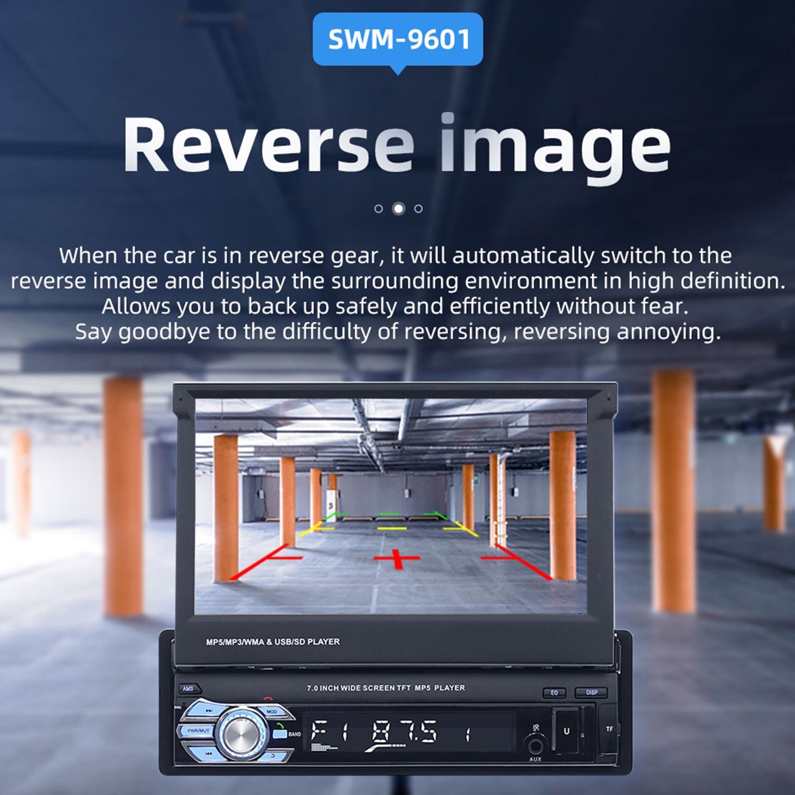 7 "1Din telescopisch touchscreen autoradio stereo mp5-speler BT / USB / AUX met camera