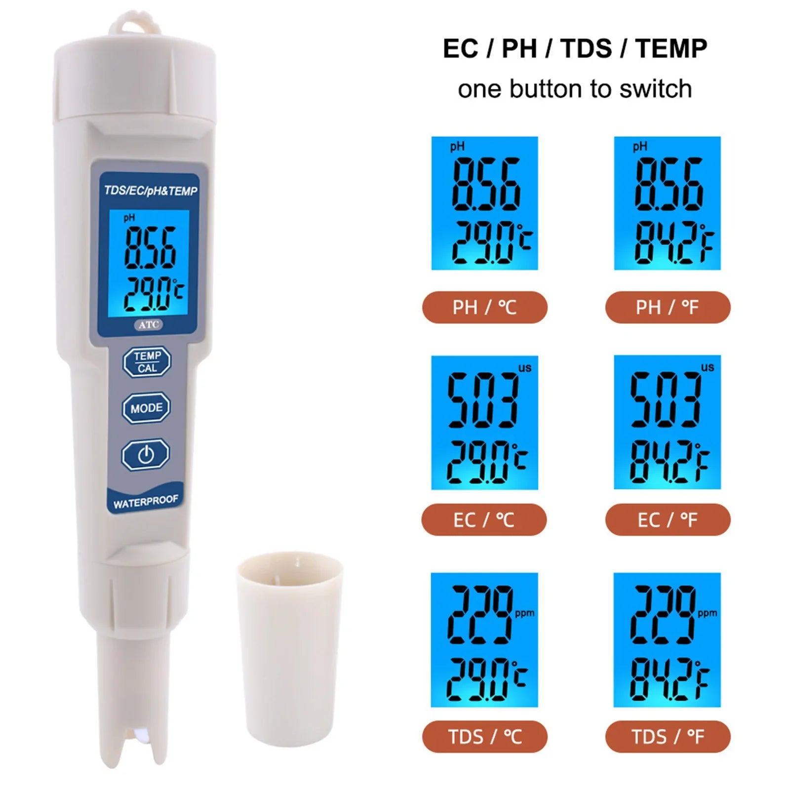 Outil de test de testeur de moniteur de qualité de l&#39;eau numérique PH/TDS/EC/température 4 en 1