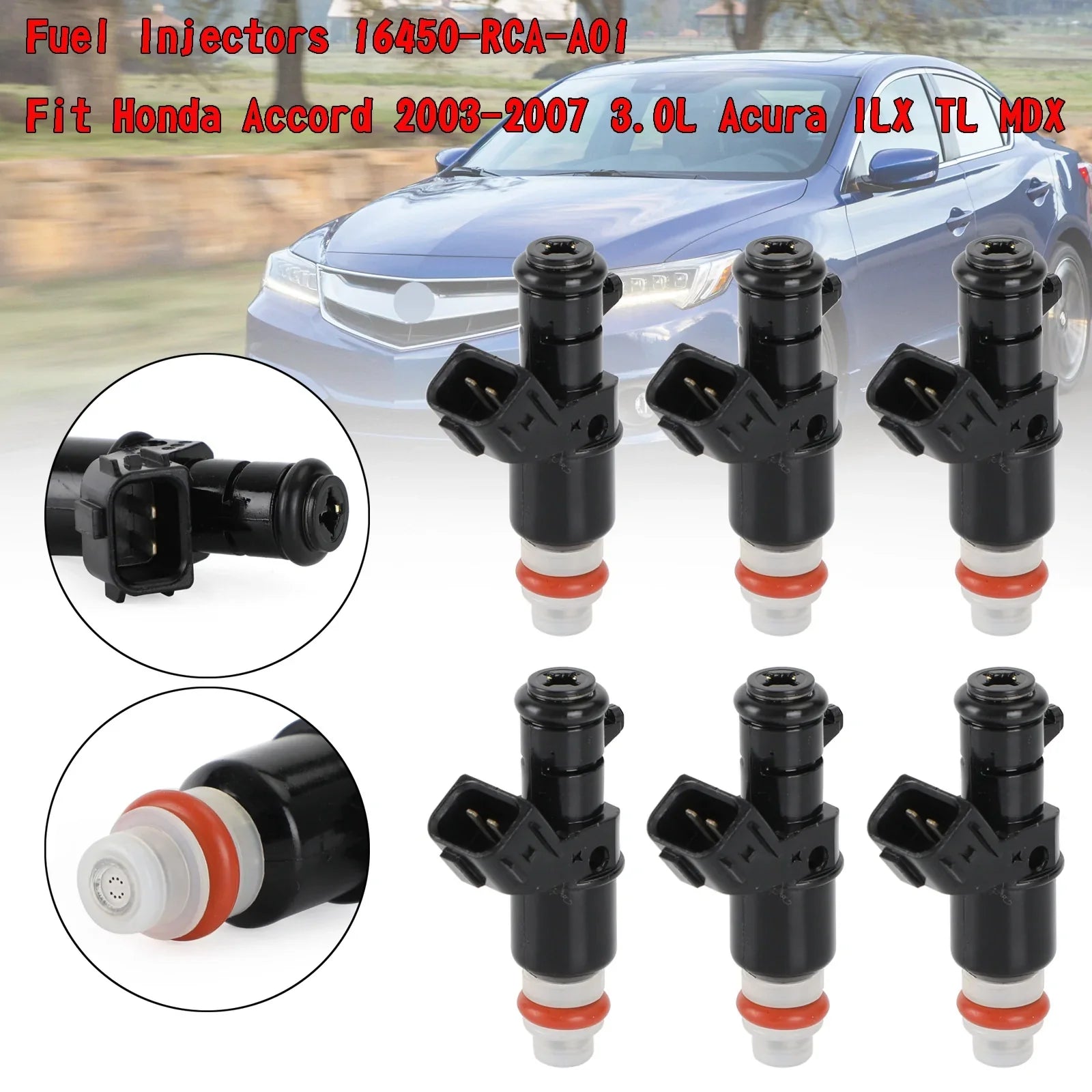 6 inyectores de combustible 16450-RCA-A01 para Honda Accord 2003-2007 3.0L Acura ILX genérico