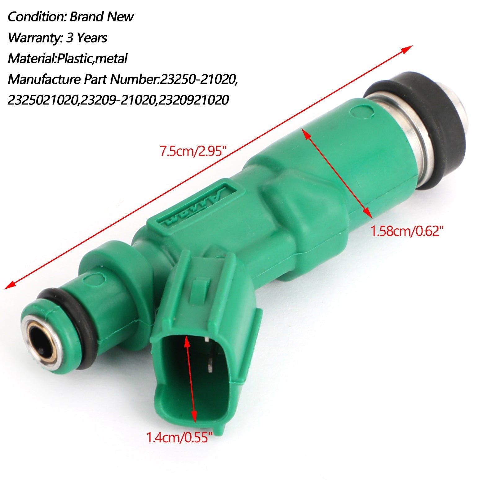 1 inyector de combustible para Toyota Prius1.5L Scion Xa Xb 1.5L 23250-21020 genérico.