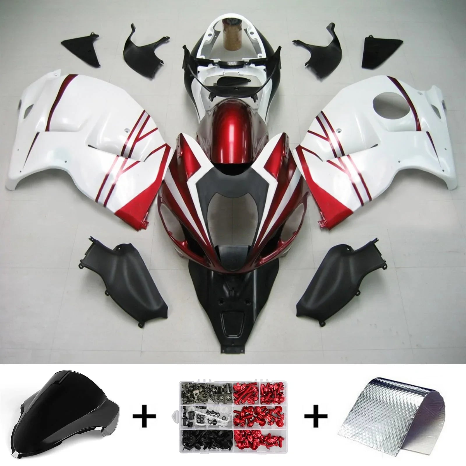 Amotopart Suzuki Hayabusa GSXR1300 1999-2007 Kit Carénage Carrosserie Plastique ABS