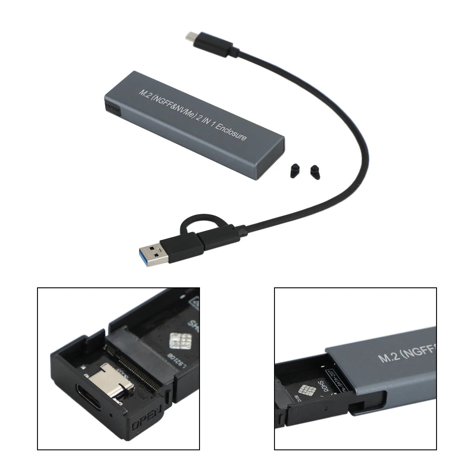 SSD -kotelo M.2 NVME - USB 3.1 kaksoisprotokollan kiintolevy M2 NVME -laatikko