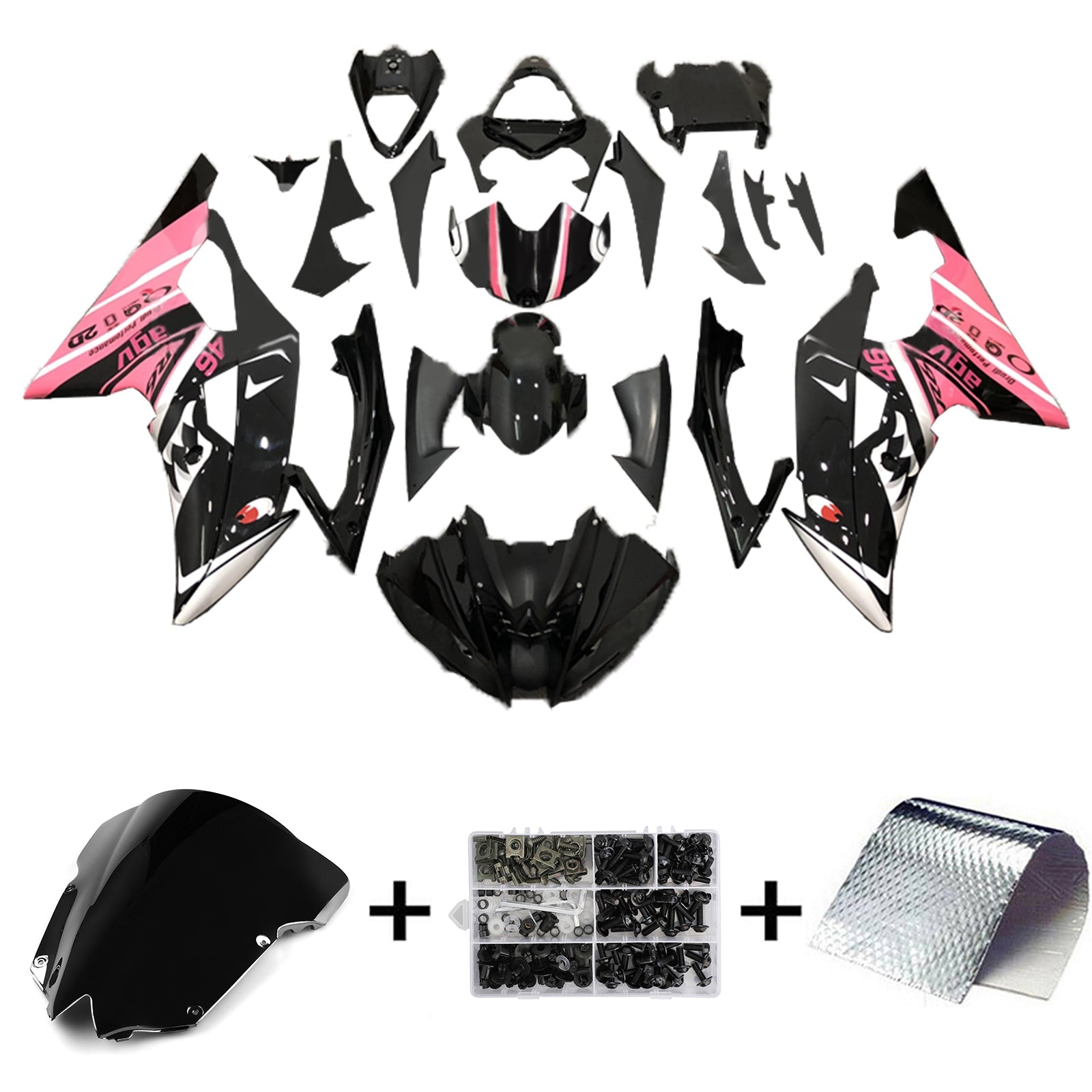 Amotopart Kit carena carrozzeria in plastica ABS per Yamaha YZF 600 R6 2008-2016