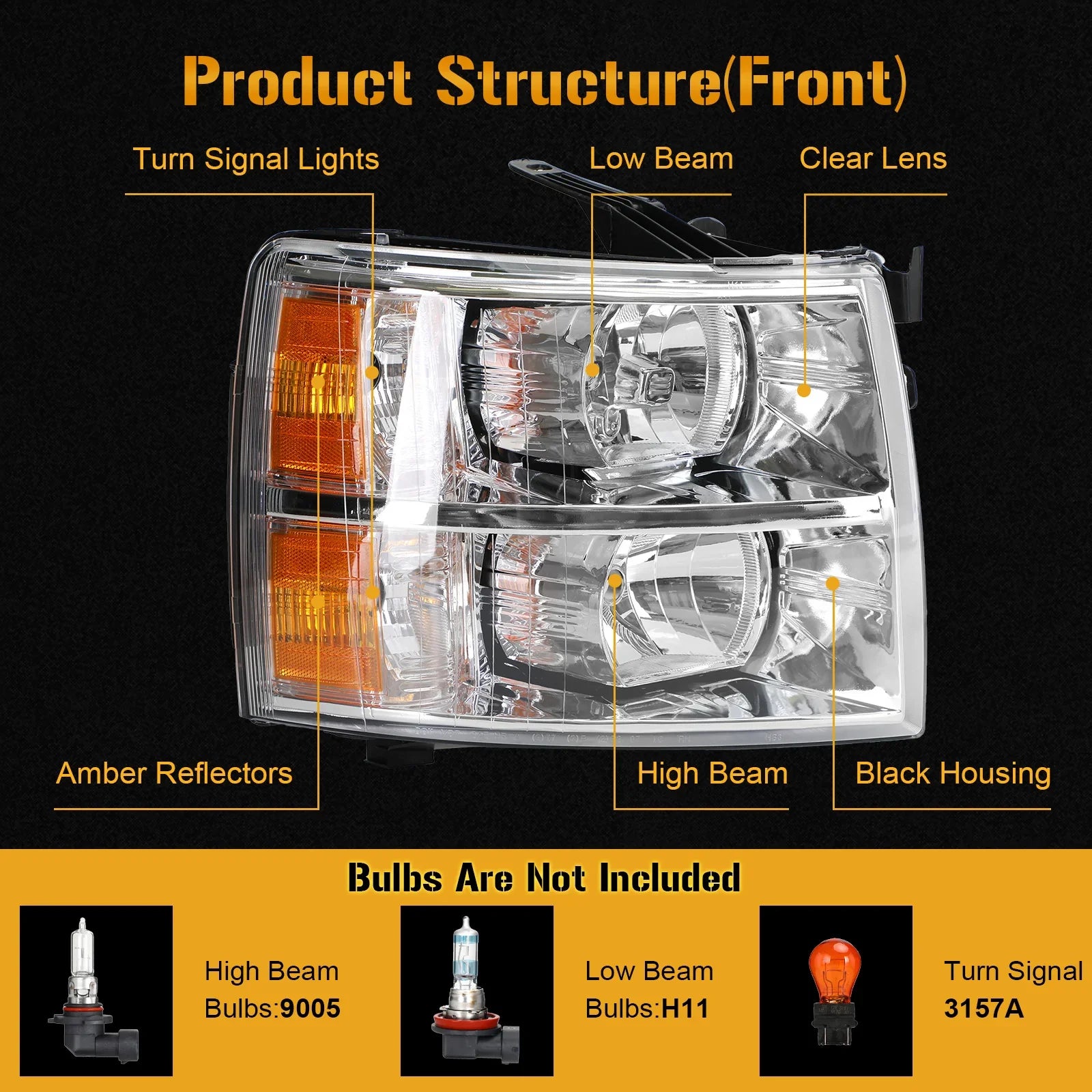 Chevrolet Silverado 1500 2500 3500 2007-2013 Conjunto de faros