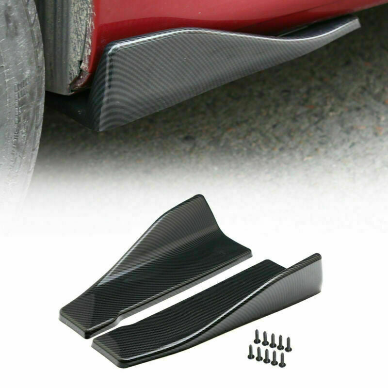 2pcs 35cm Jupe Spoiler Arrière Lip Extension Rocker Splitters Winglet Wings Fibre De Carbone Look Générique