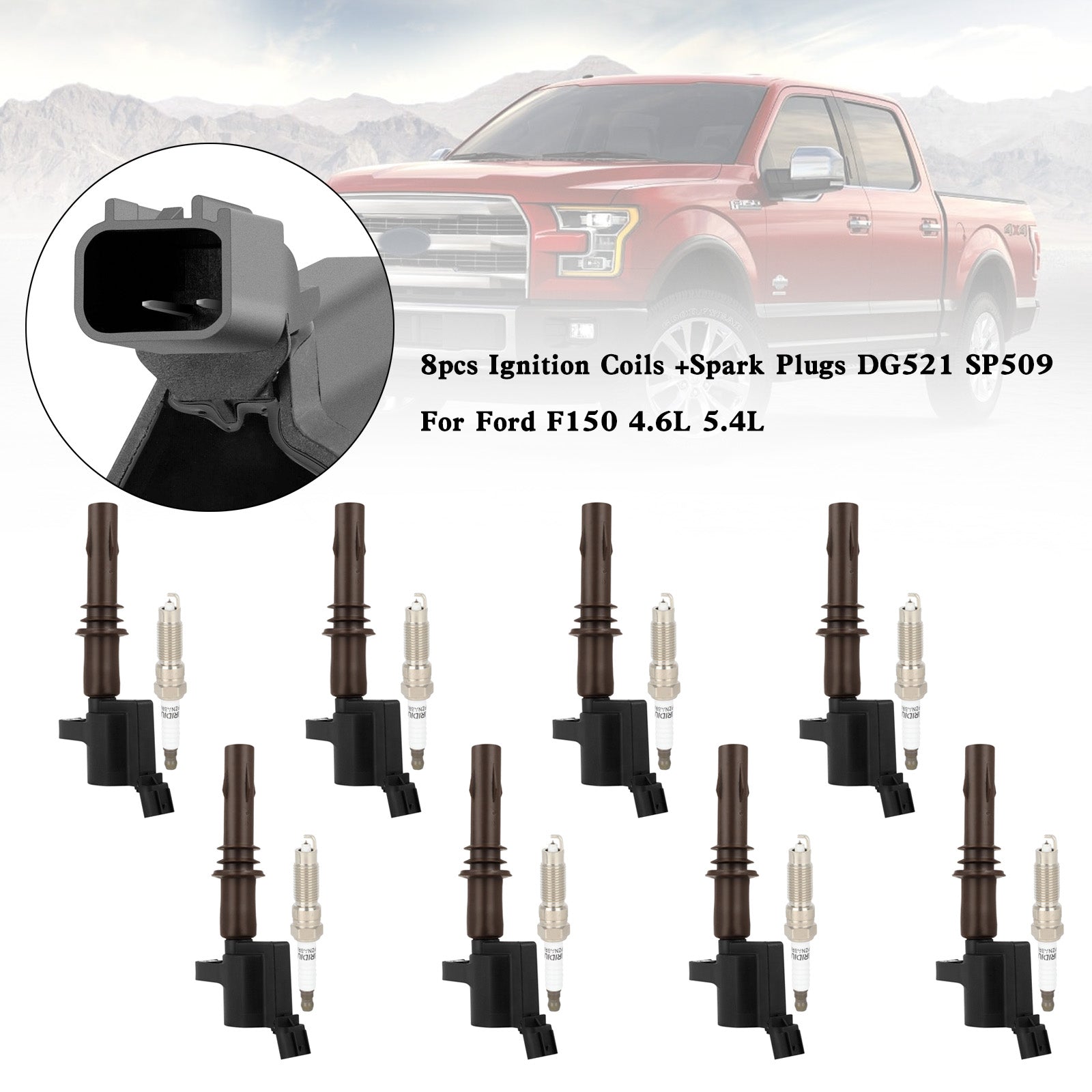 2009-2010 Ford F-150 Mercury Mountaineer V8 4.6L 8 pezzi Bobine di accensione + candele DG521 SP509 Fedex Express