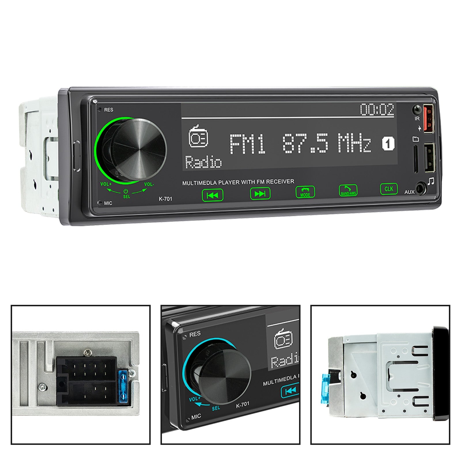 Ekran dotykowy 2.5D 1DIN Bluetooth stereofoniczne radio FM Samochodowy odtwarzacz MP3 z DAB