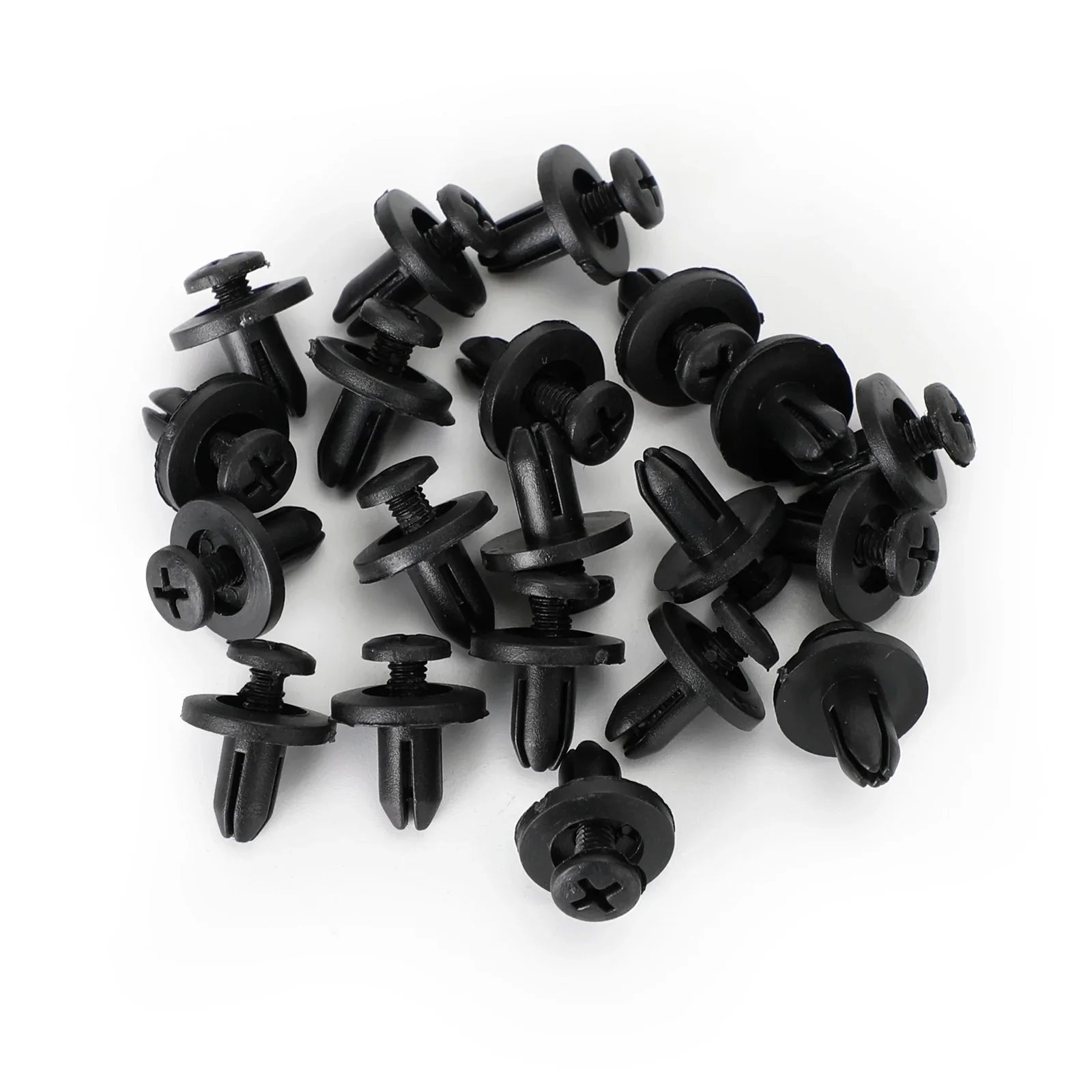 20 piezas Clip de perno de Panel de carenado 6mm Clips de remaches de tornillo de plástico negro para Honda genérico