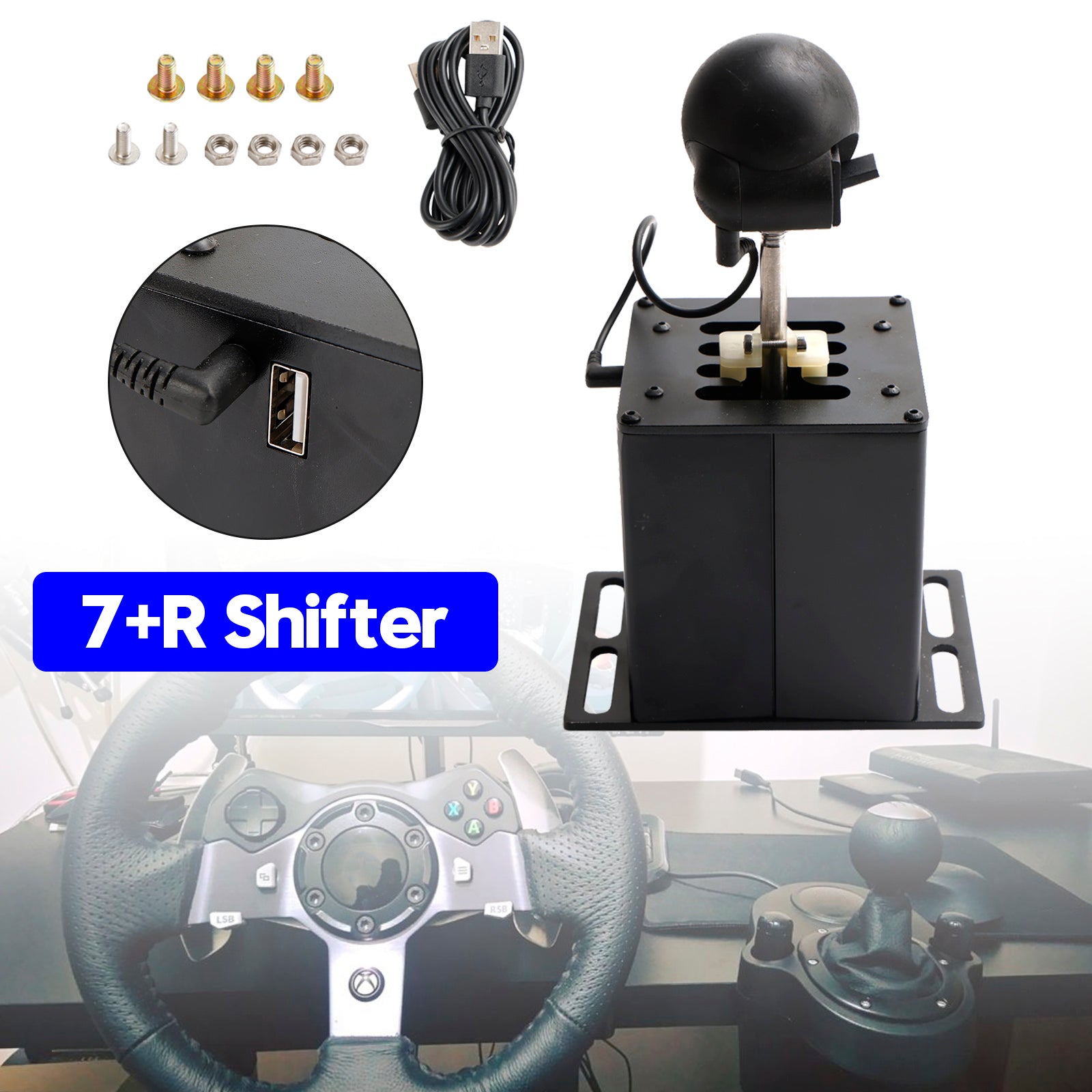 USB 7+R Simulator Shifter per Logitech G29 G27 G25 G920 Volante PC