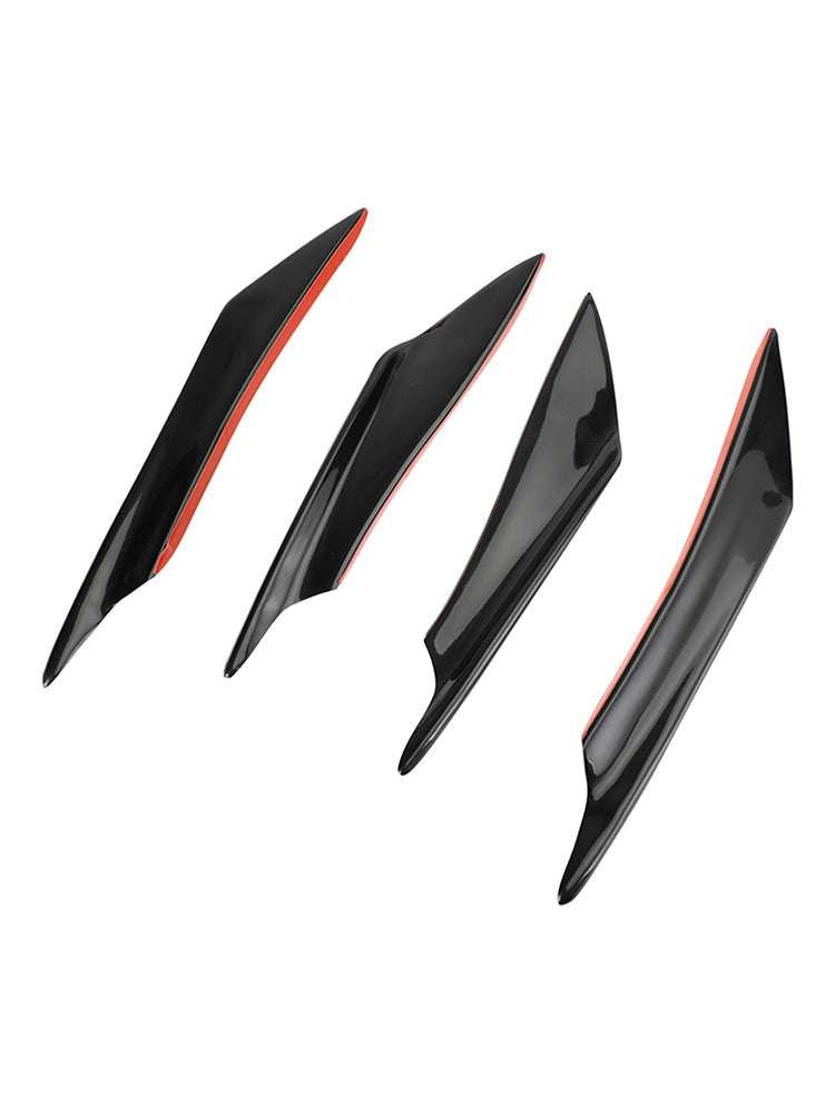 4pcs Universal Car Front Bumper Fins Body Splitter Spoiler Canards Gloss Black