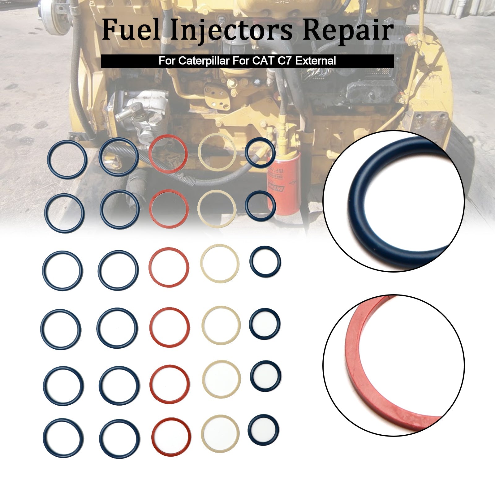 Kit de junta tórica de inyector de combustible de 6 uds para Caterpillar C7 Fit CAT C7 externo