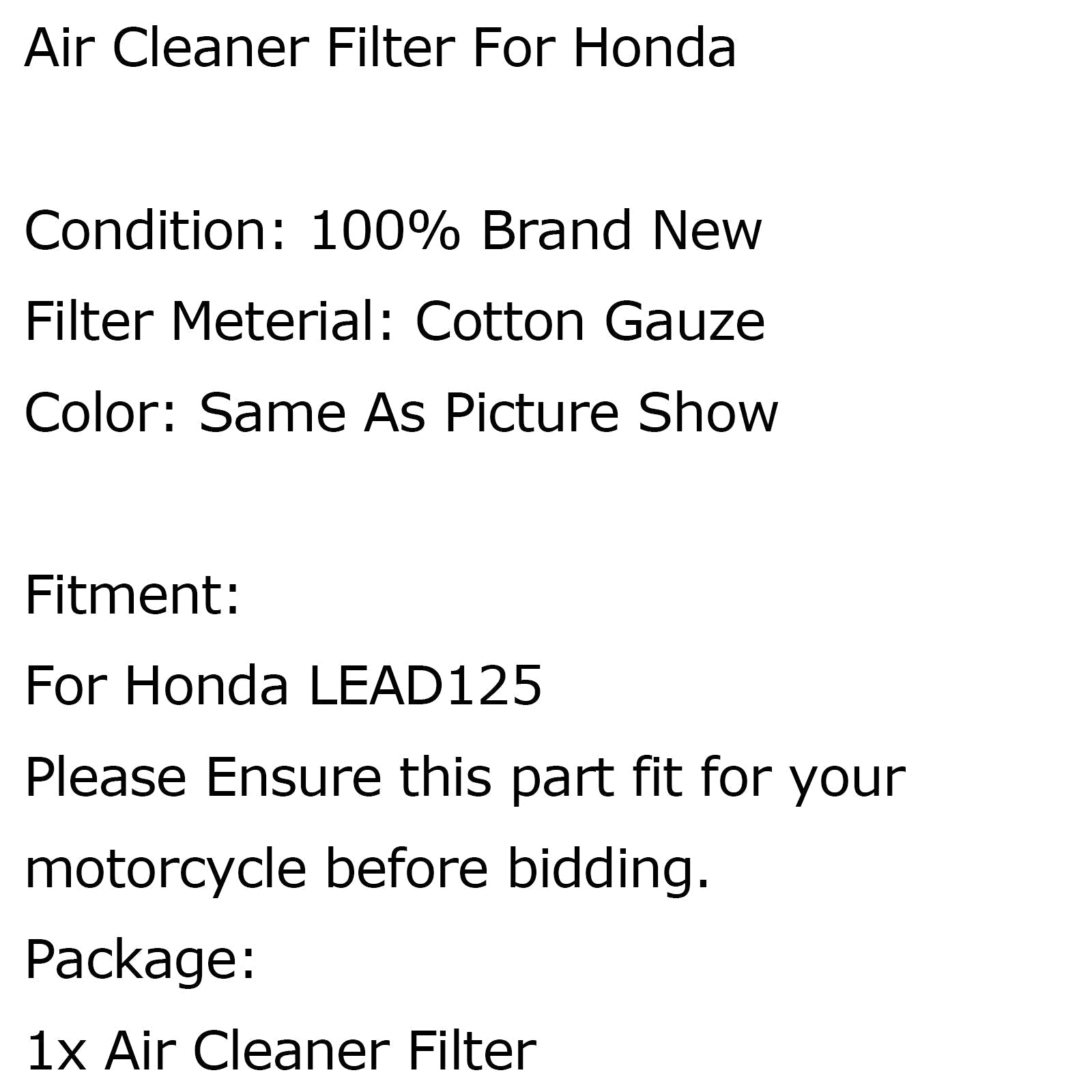 Elemento filtro aria per Honda LEAD125 generico