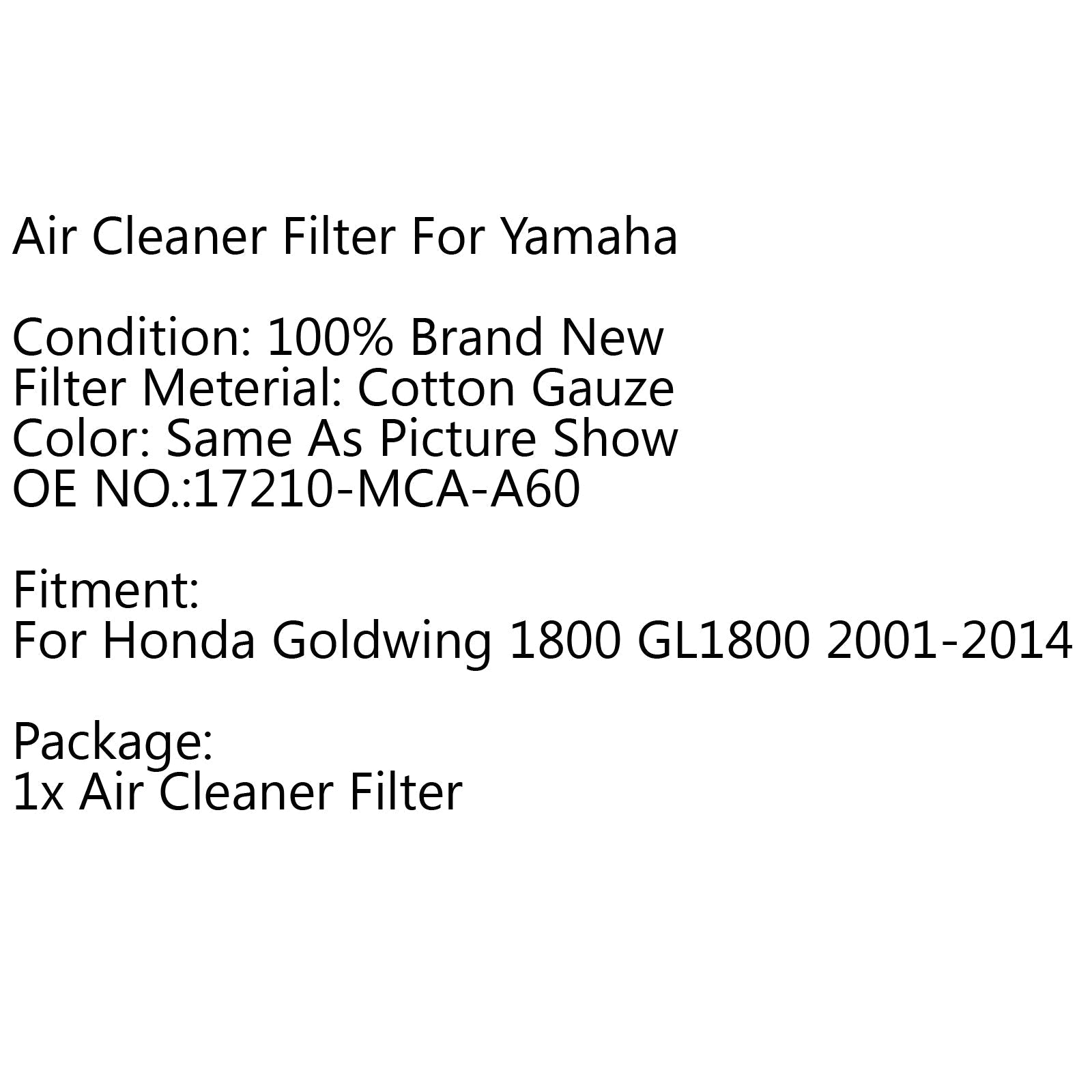 Filtro de aire de alto flujo para Honda Goldwing 1800 GL1800 2001-2014 Generic Red
