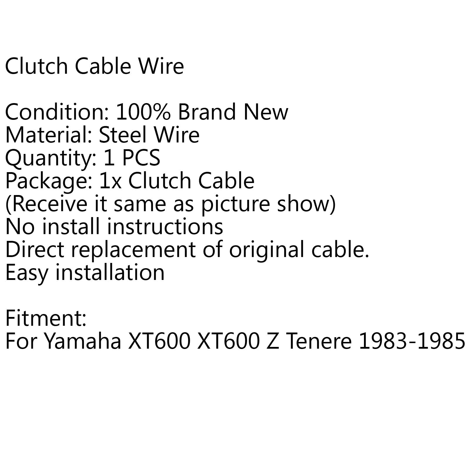 Nouveau remplacement de câble d'embrayage pour Yamaha XT 600 Z Tenere XT600Z 1983-1985 générique