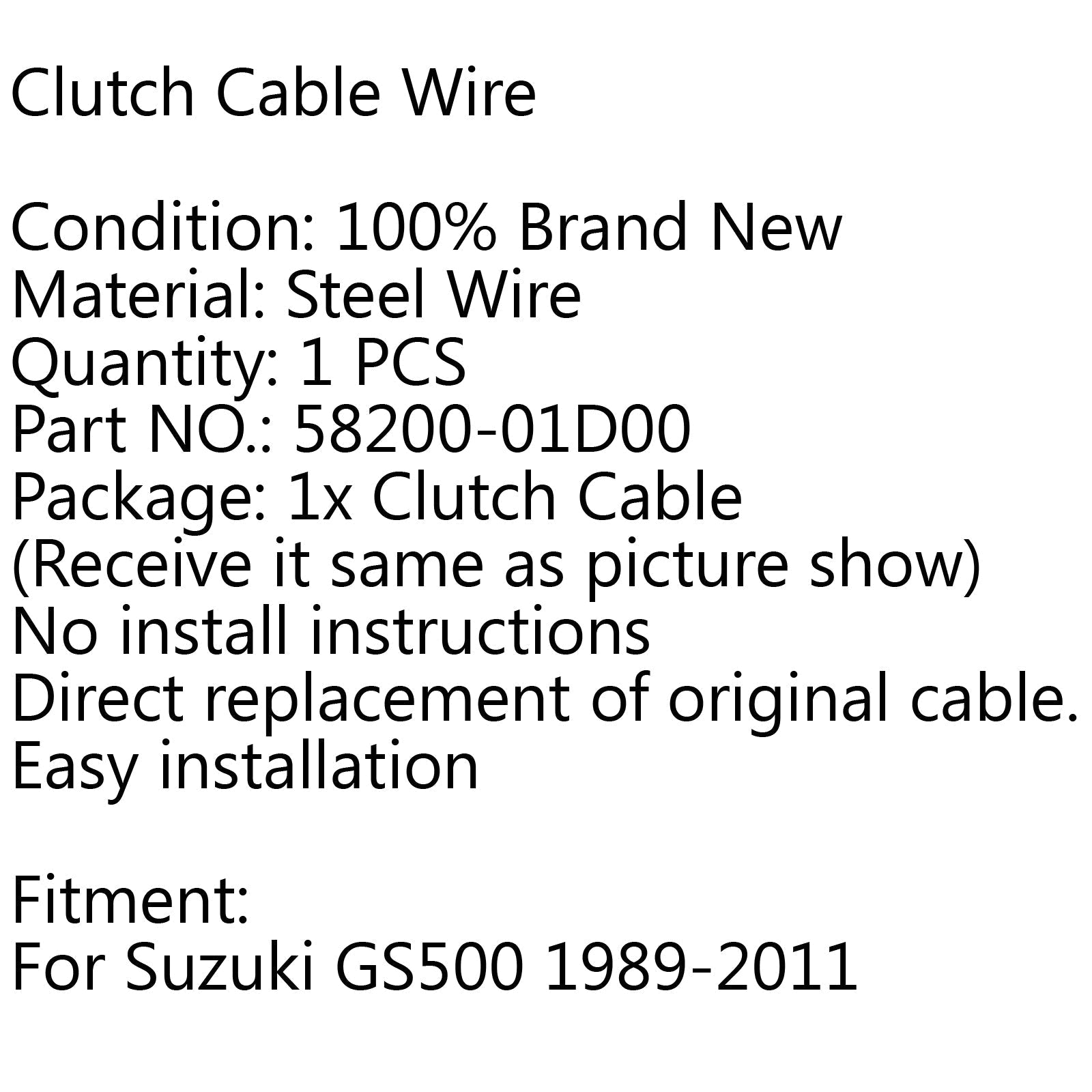 Nuovo cavo di controllo della frizione in filo di acciaio per Suzuki 58200-01D00 GS500 1989-2011 generico