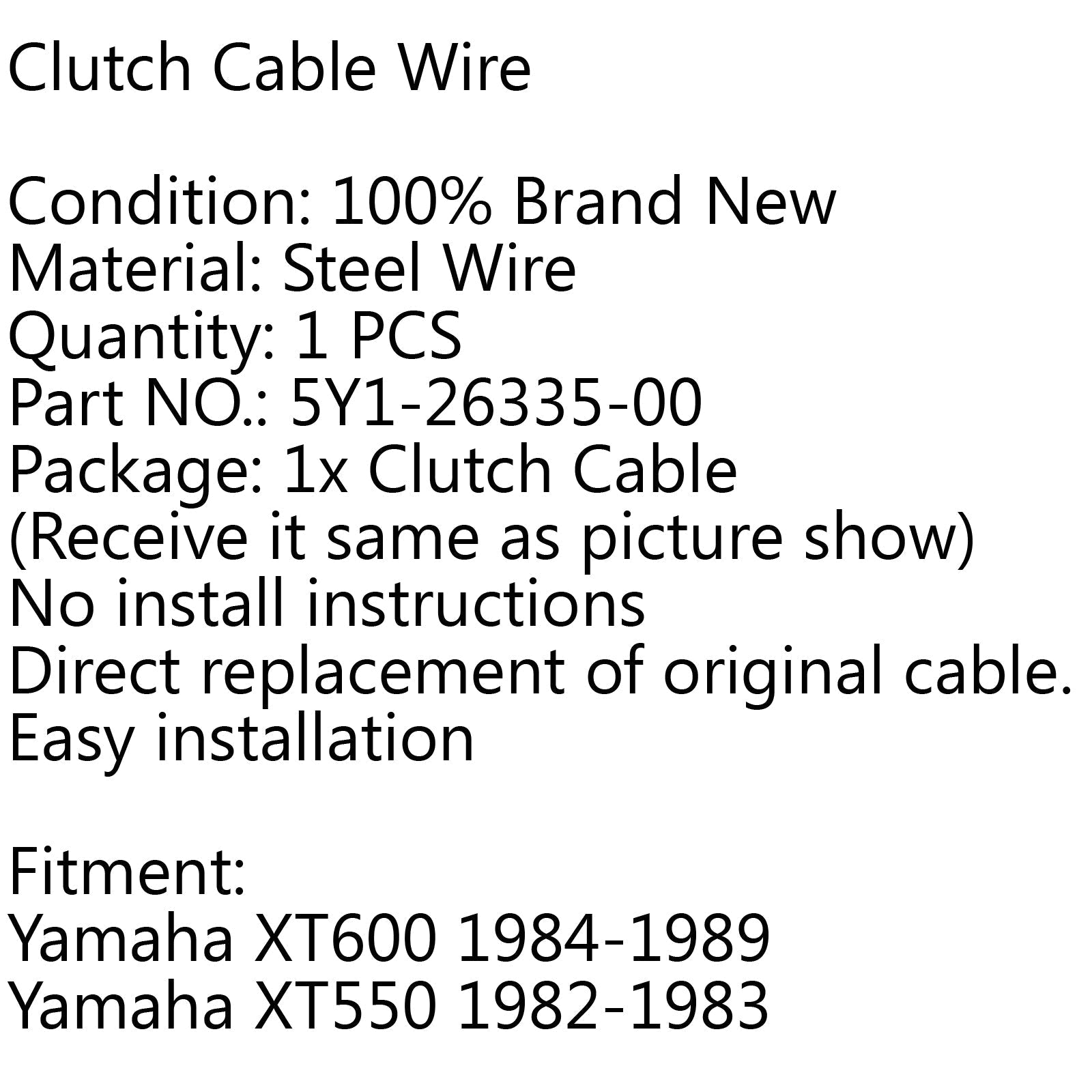 Nouveau remplacement de câble d'embrayage pour Yamaha XT600 1984-1989 XT550 1982-1983 générique